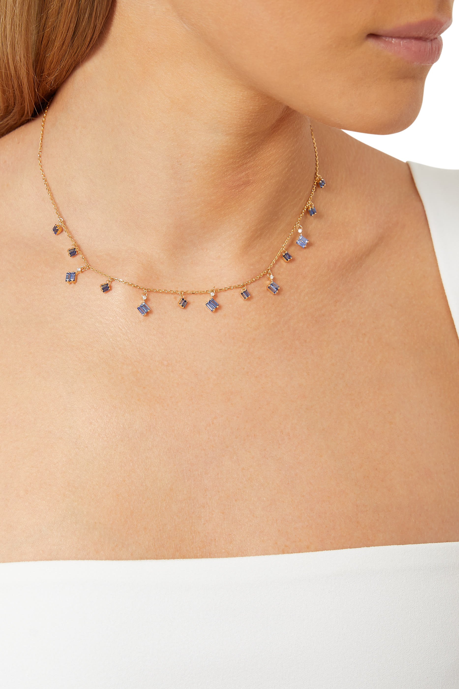 Blue Sapphire Cascade Necklace