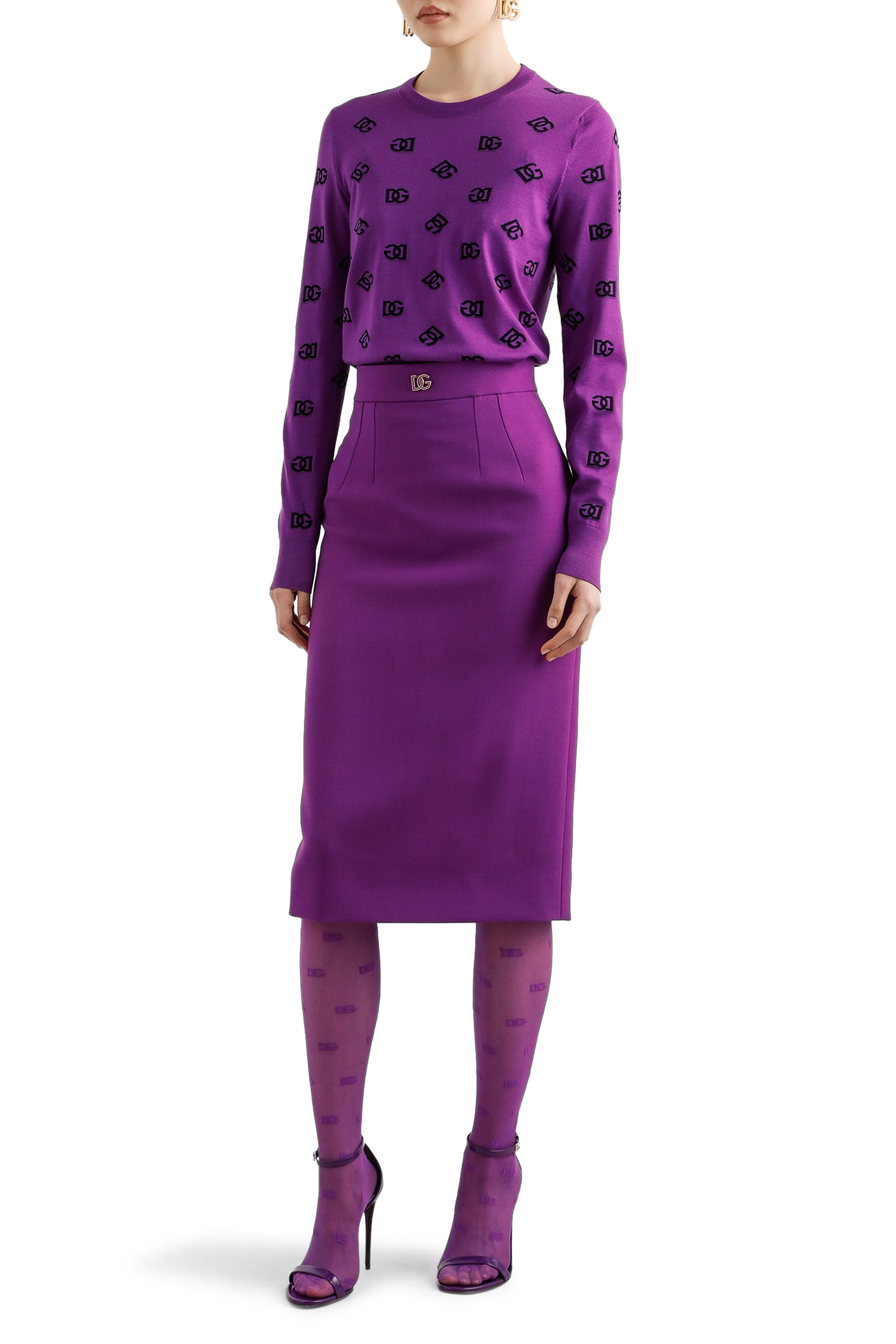 Contrasting DG Logo Wool and Silk Jacquard Sweater