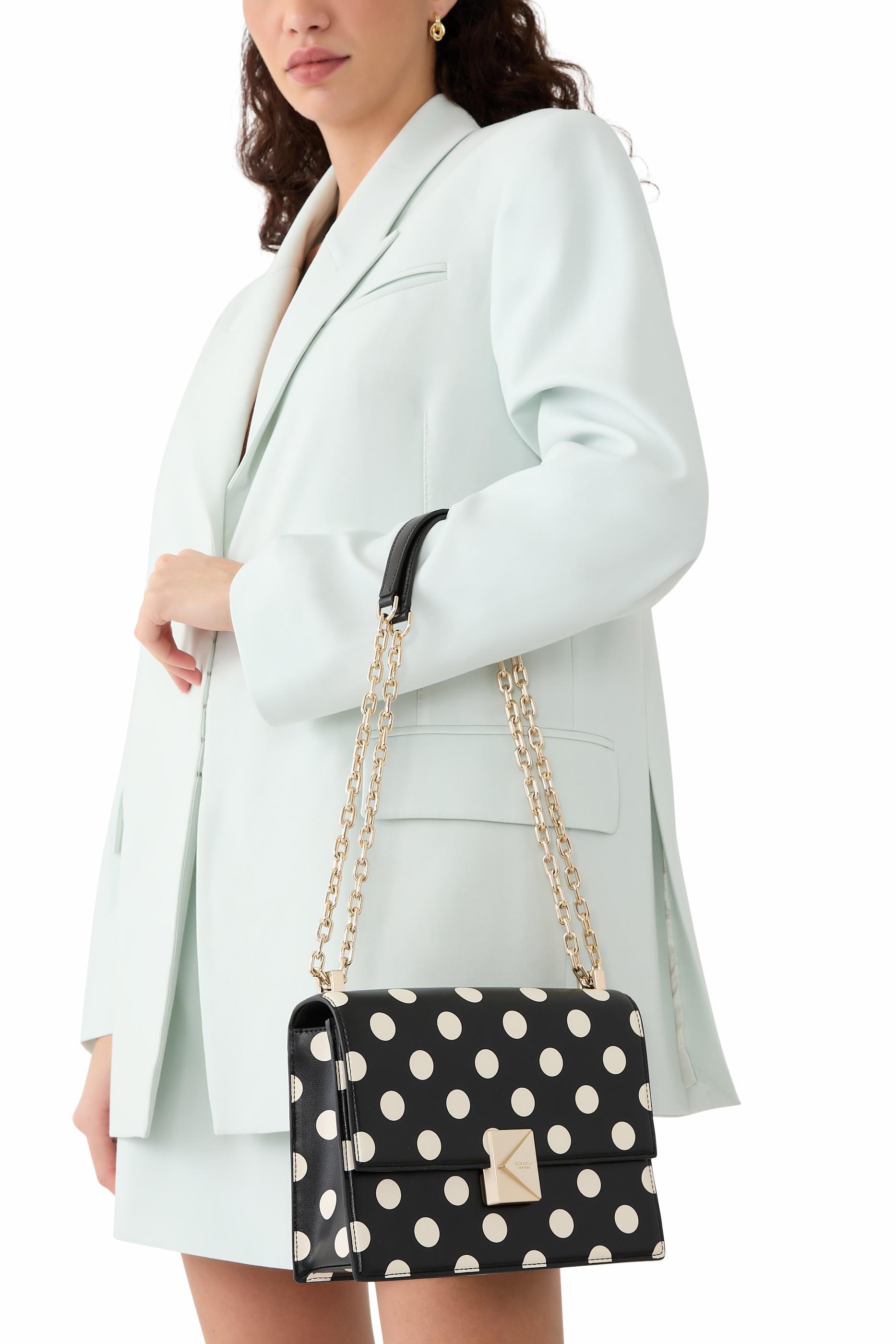 Deco Polka Dot Chain Shoulder Bag