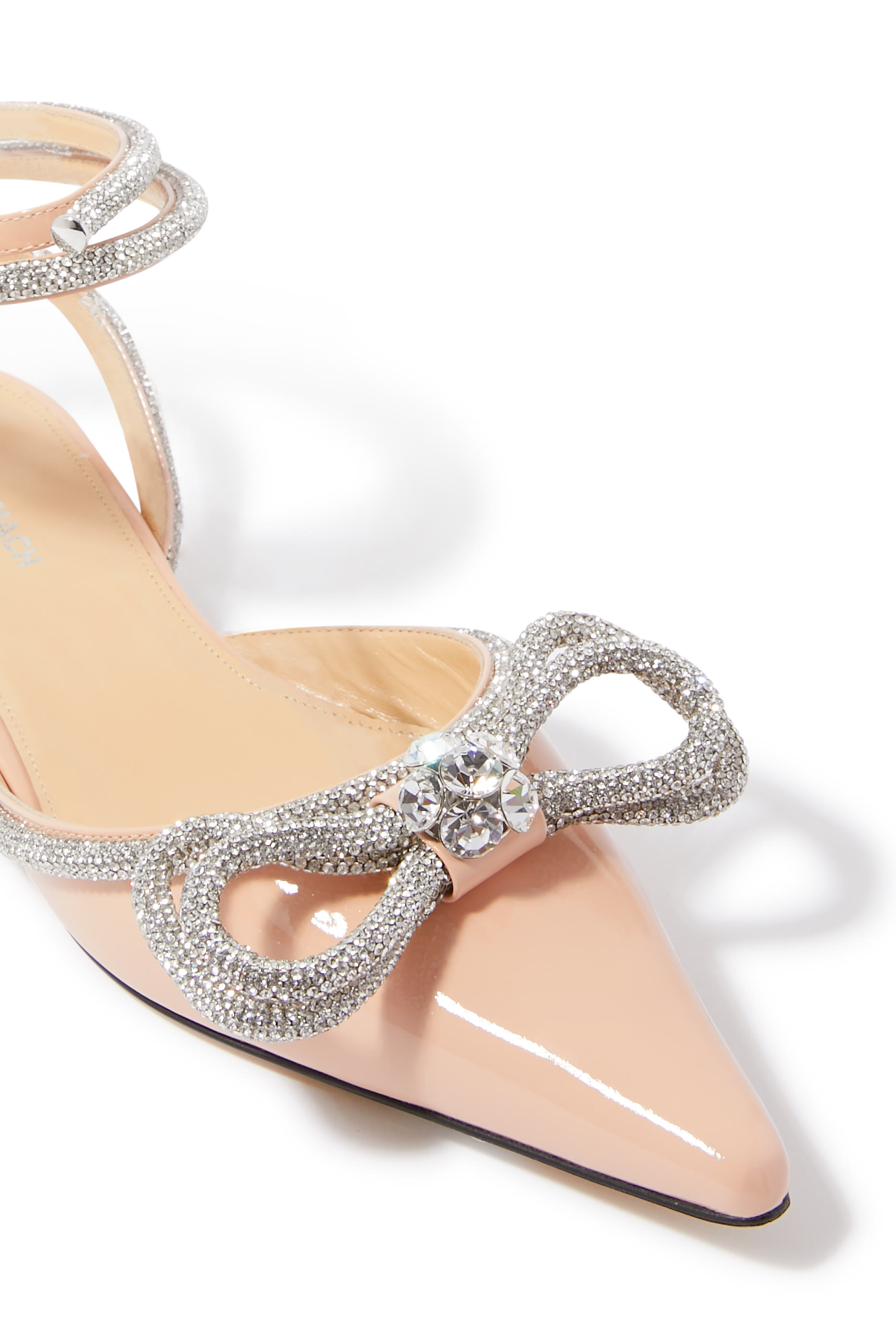 Double Bow Leather Ballerina Flats