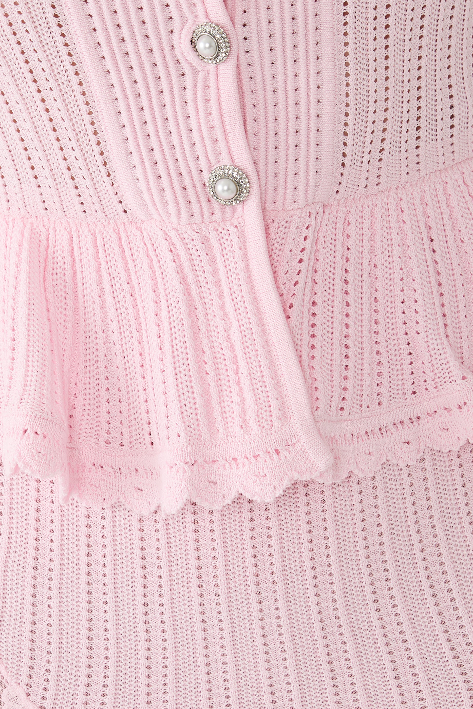 Pointelle Peplum Knit Midi Dress