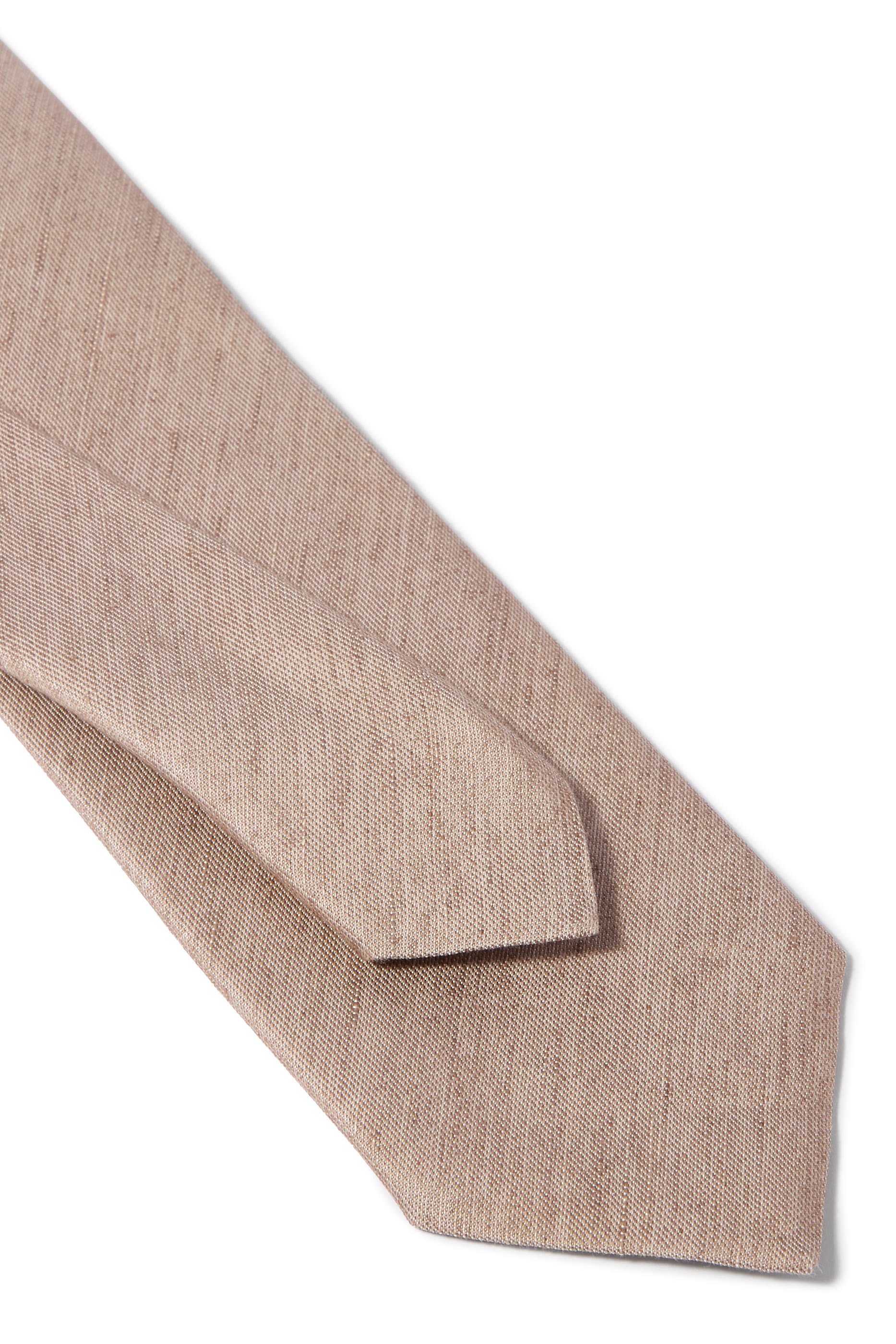 Solid Woven Linen Silk Tie