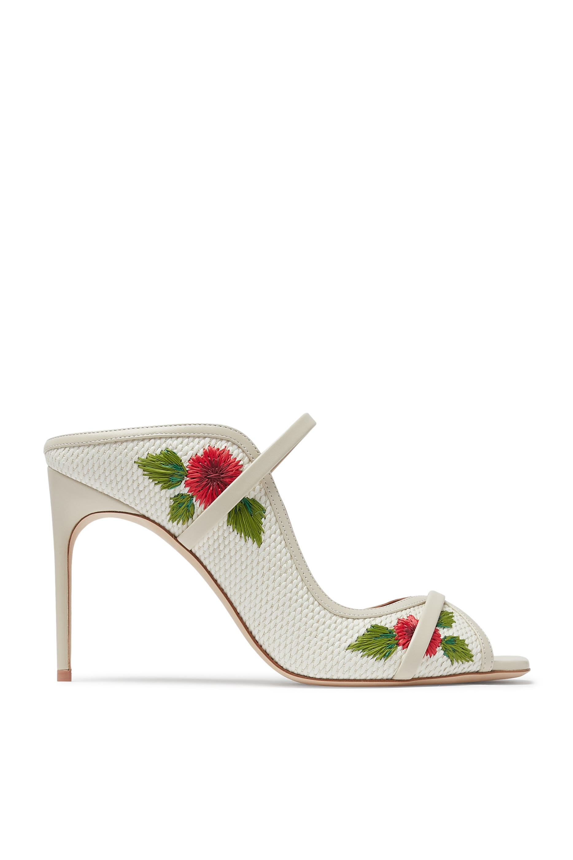 Noah 90 Embroidered Raffia Heeled Sandals 