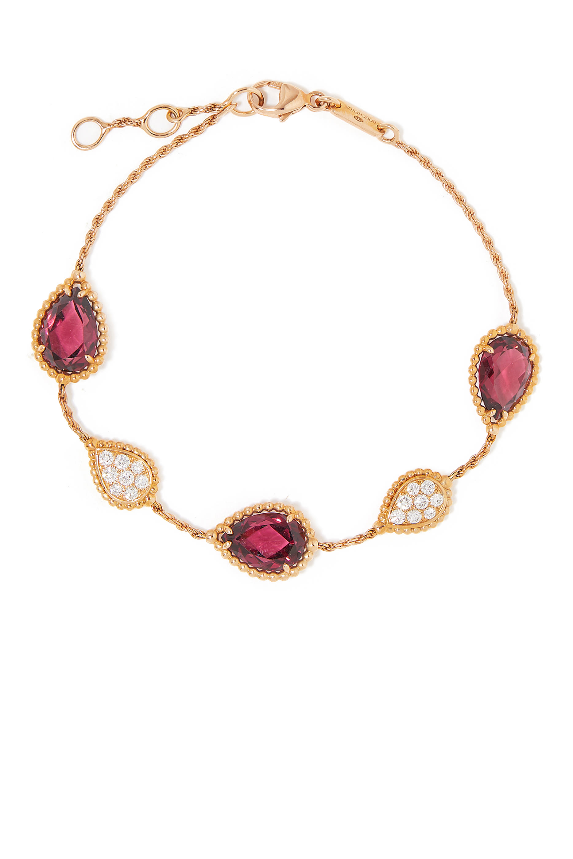 Serpent Boh&egrave;me 18K Rose Gold 5 Motif Rhodolite Garnet and Diamond Bracelet