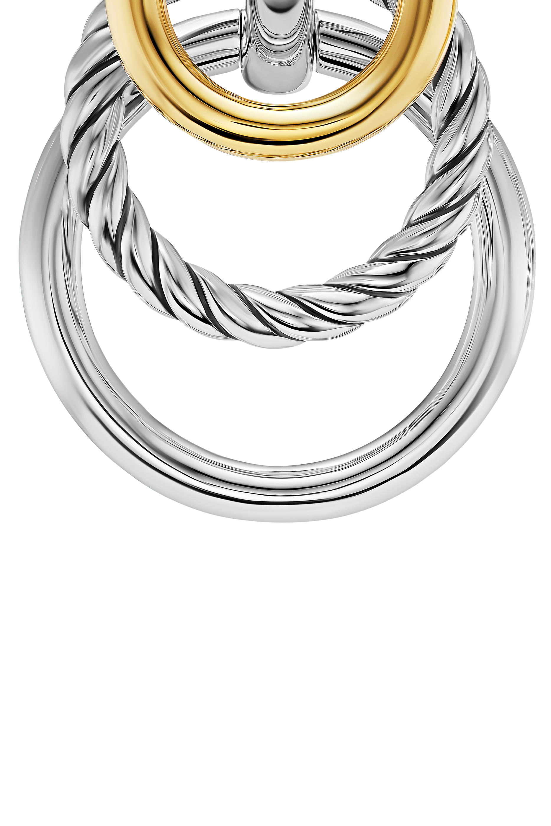 DY Mercer® Triple Ring Drop Earrings, Sterling Silver & 18k Yellow Gold