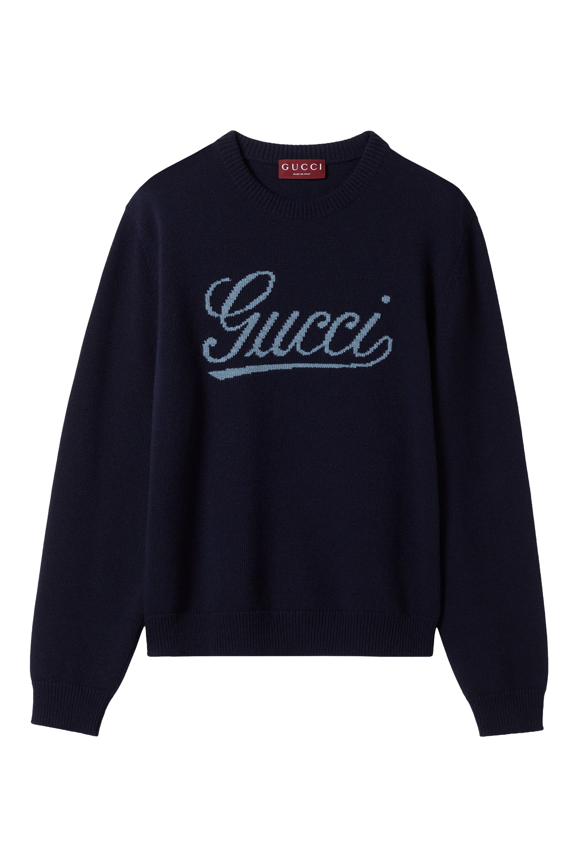 Logo Intarsia Knit Wool Jumper