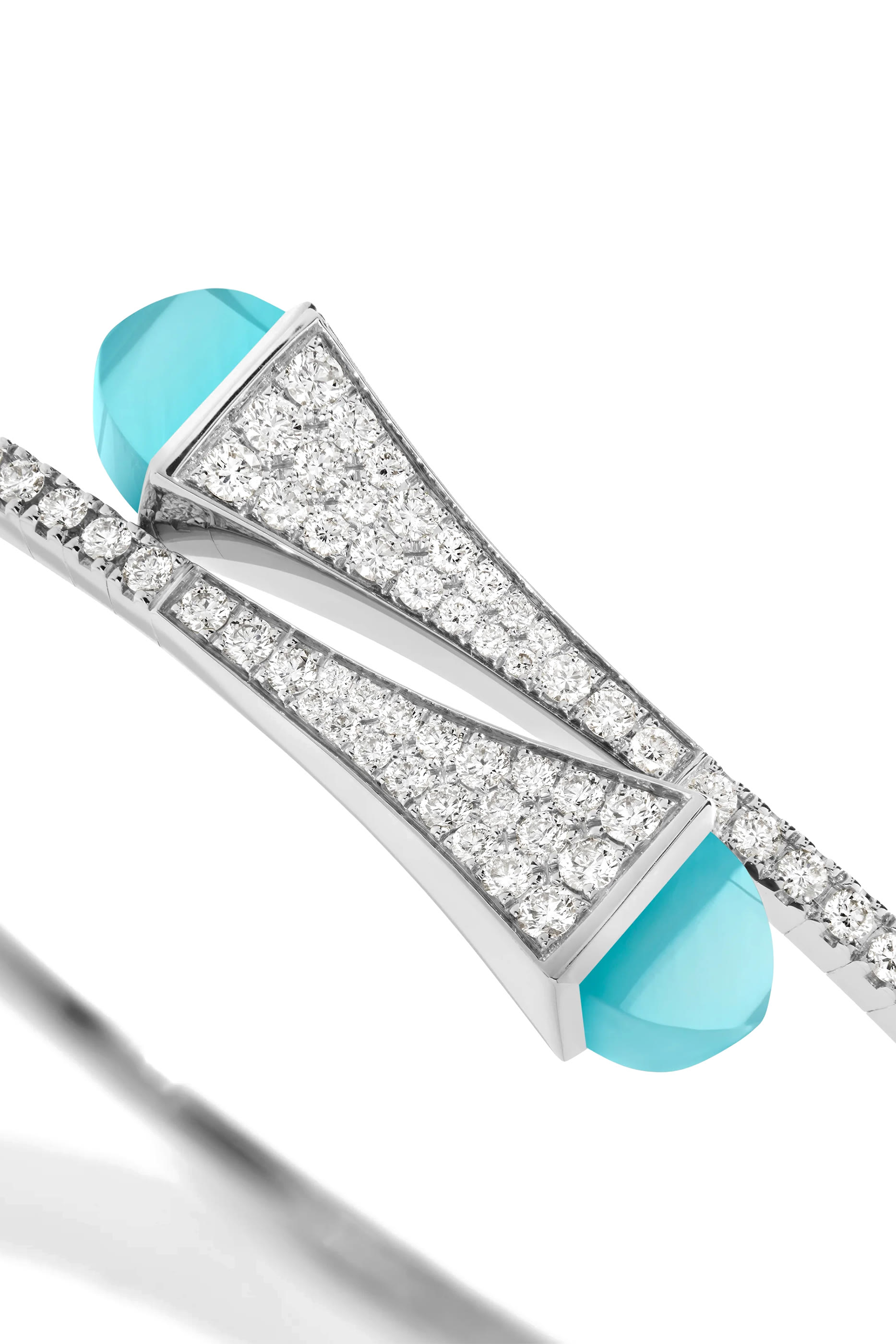 Cleo Midi Bangle, 18k White Gold with Sea Blue Chalcedony & Diamonds