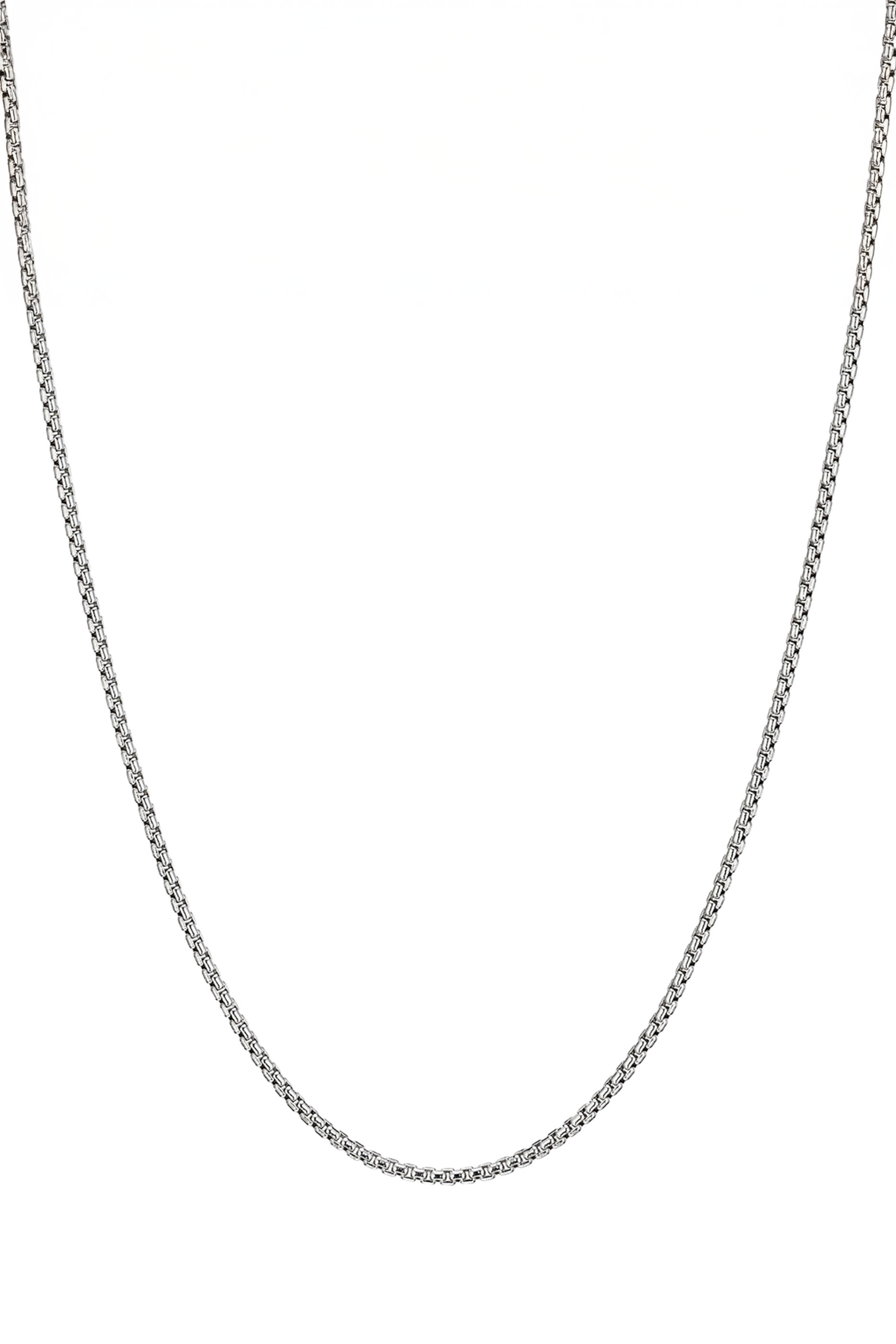 Box Chain Necklace, Sterling Silver & 18k White Gold