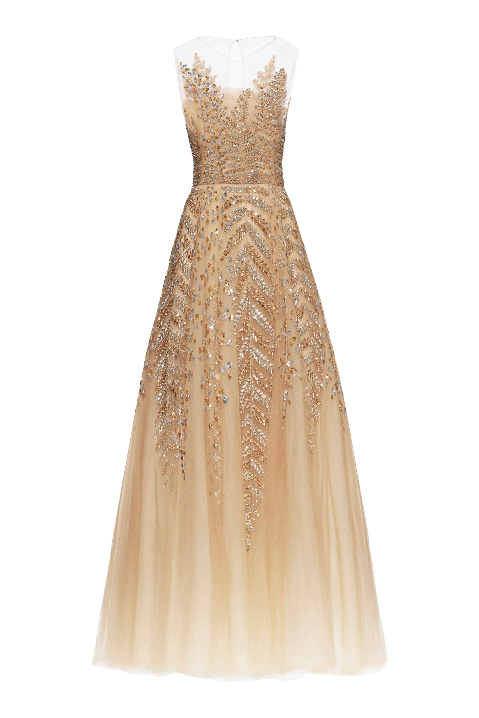  Fern Embroidered Illusion Cocktail Dress 