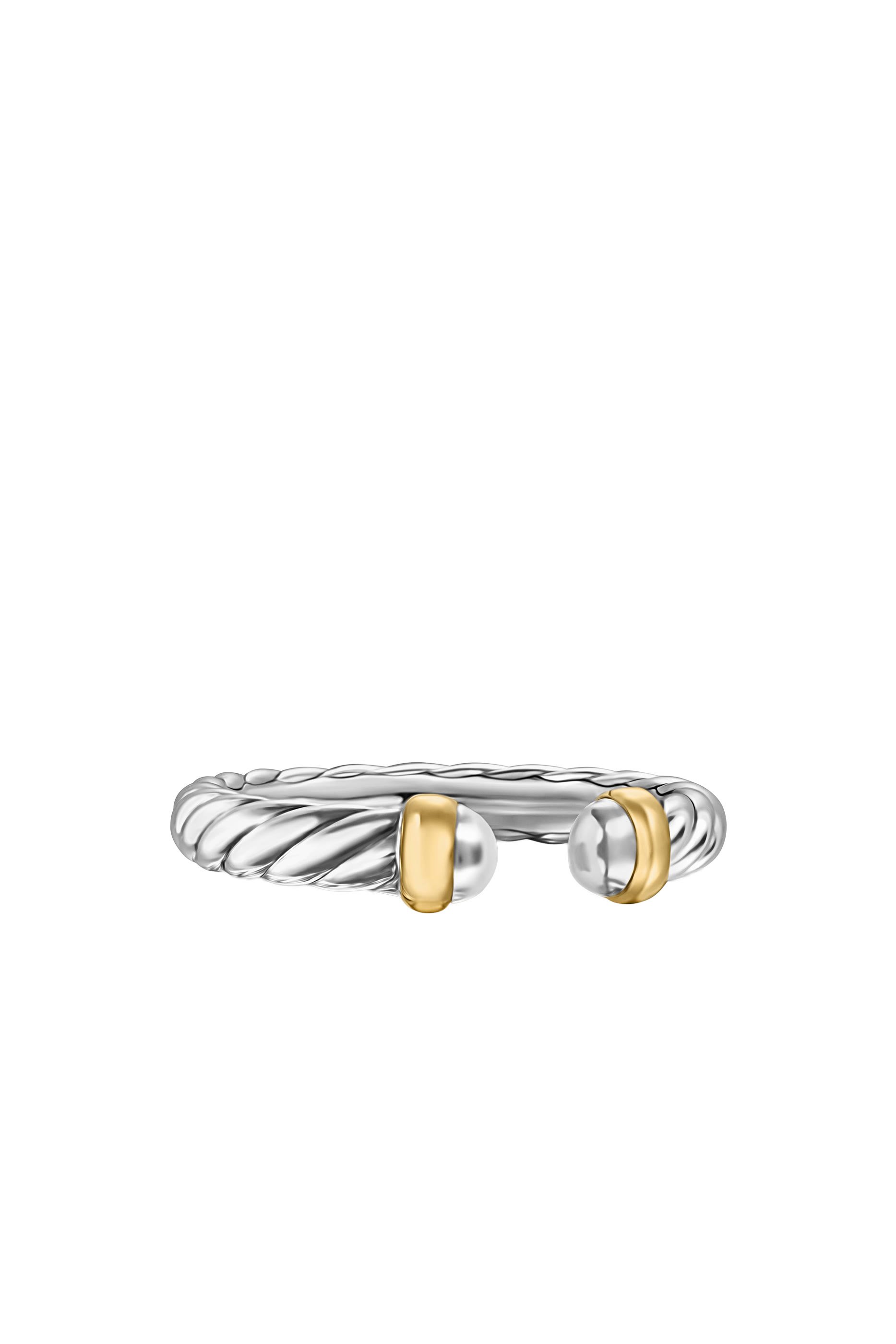 Petite Cable Open Ring, 14K Yellow Gold & Sterling Silver