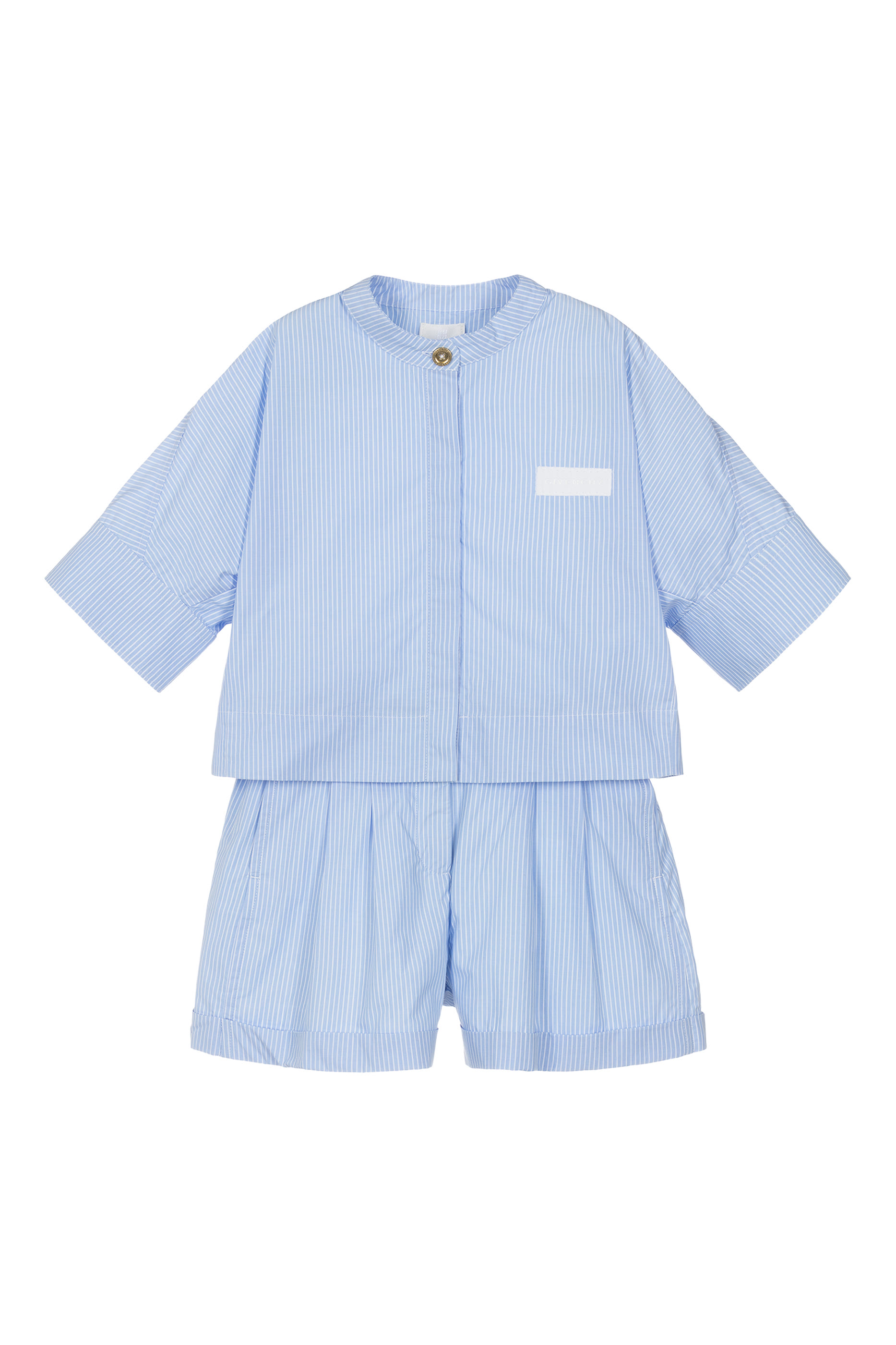 Kids Striped Cotton Shirt & Shorts Set
