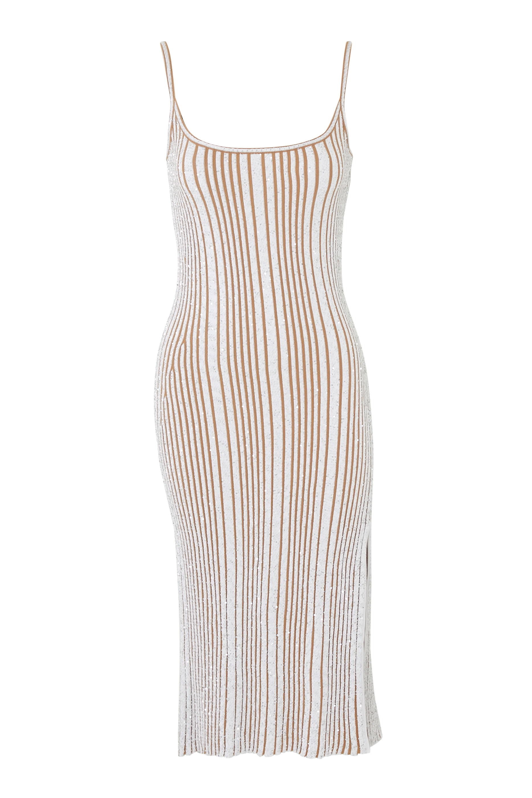 Partialized Knit Sequinned Sleeveless Maxi Dress