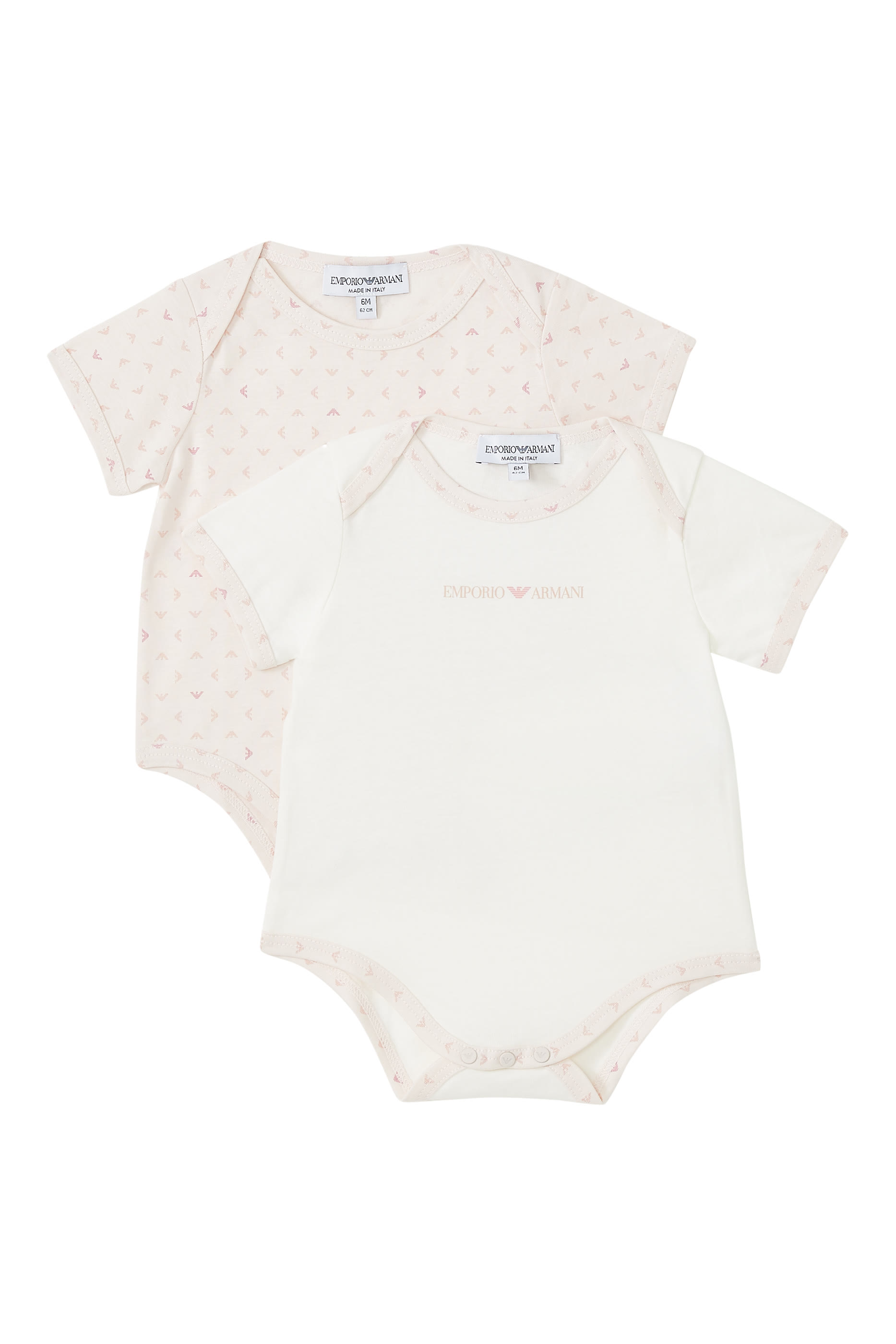 Logo Short-Sleeve Rompers, Set of 2