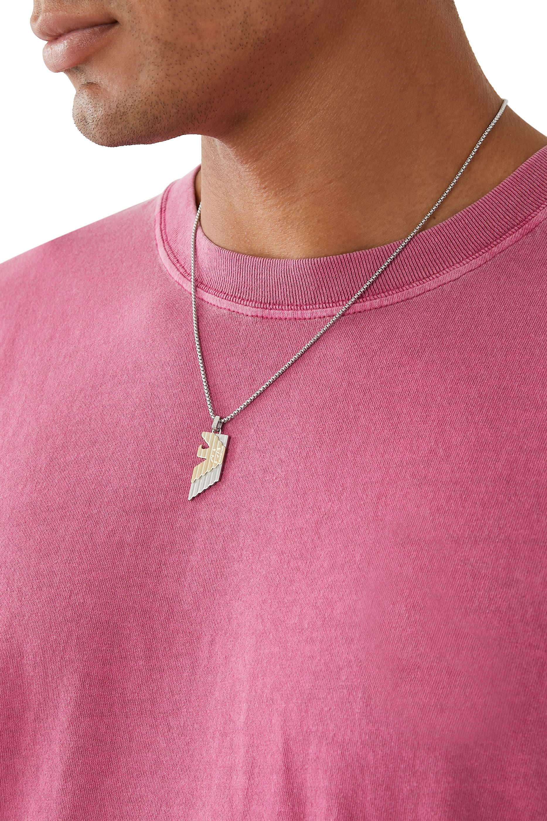 Two-Tone Stainless Steel Pendant Necklace