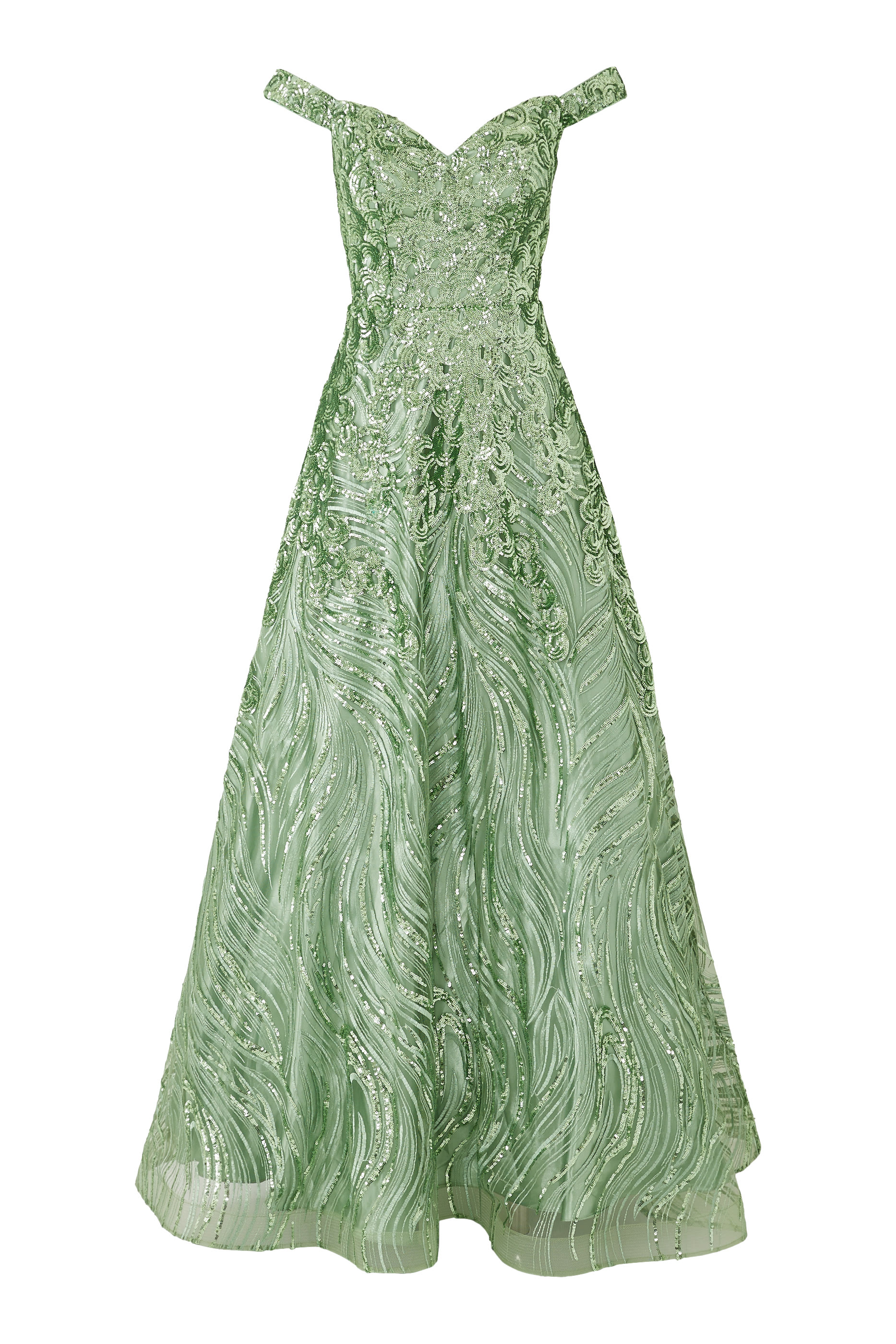 Off the Shoulder Swirl Gown