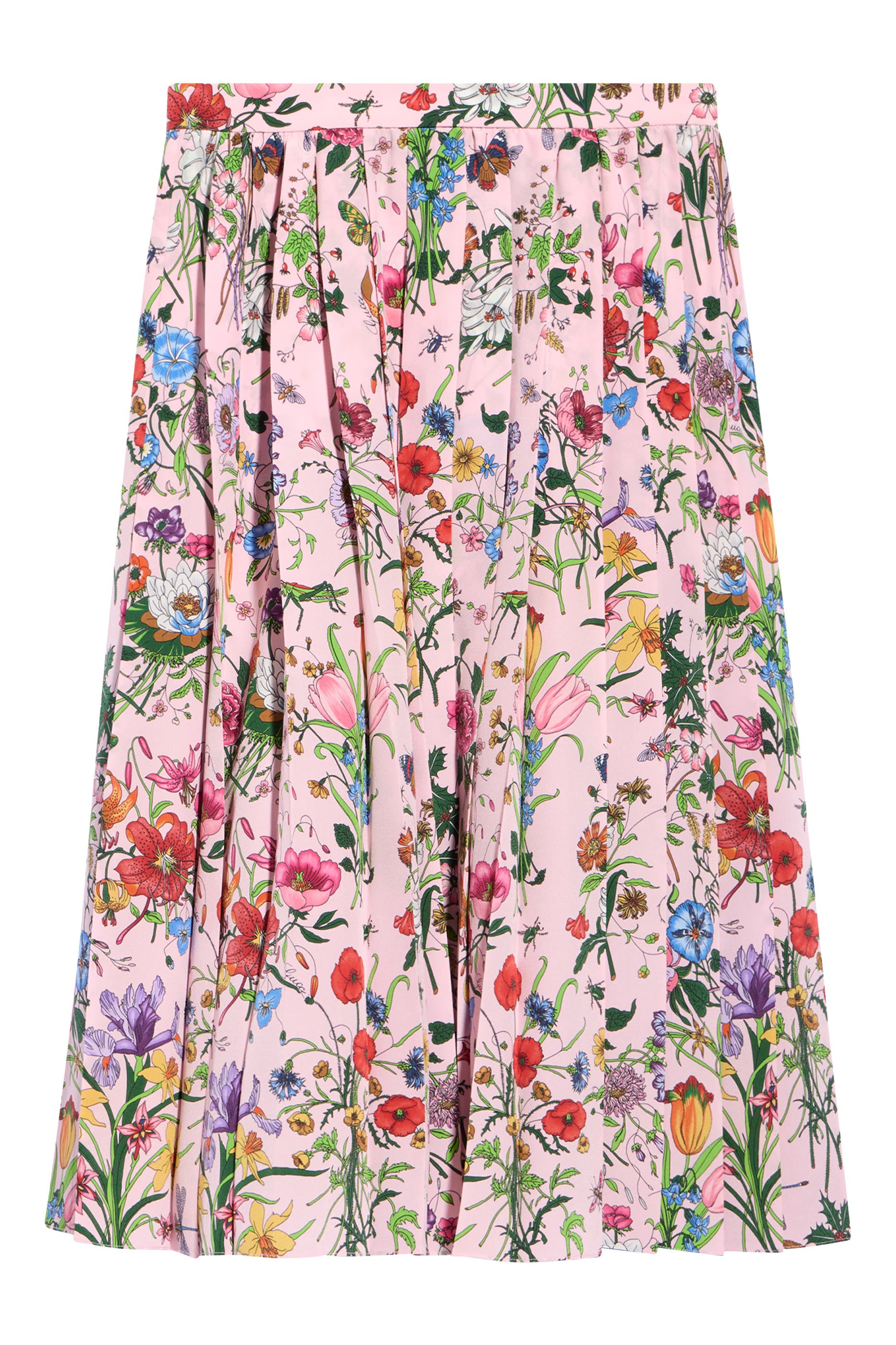Printed Silk Pleated Skirt