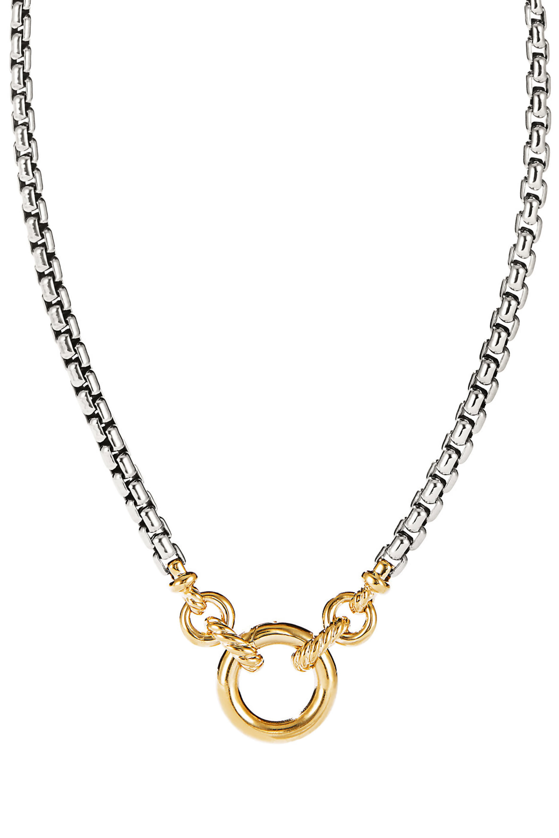 Smooth Amulet Vehicle Box Chain Necklace, 18k Yellow Gold & Sterling Silver