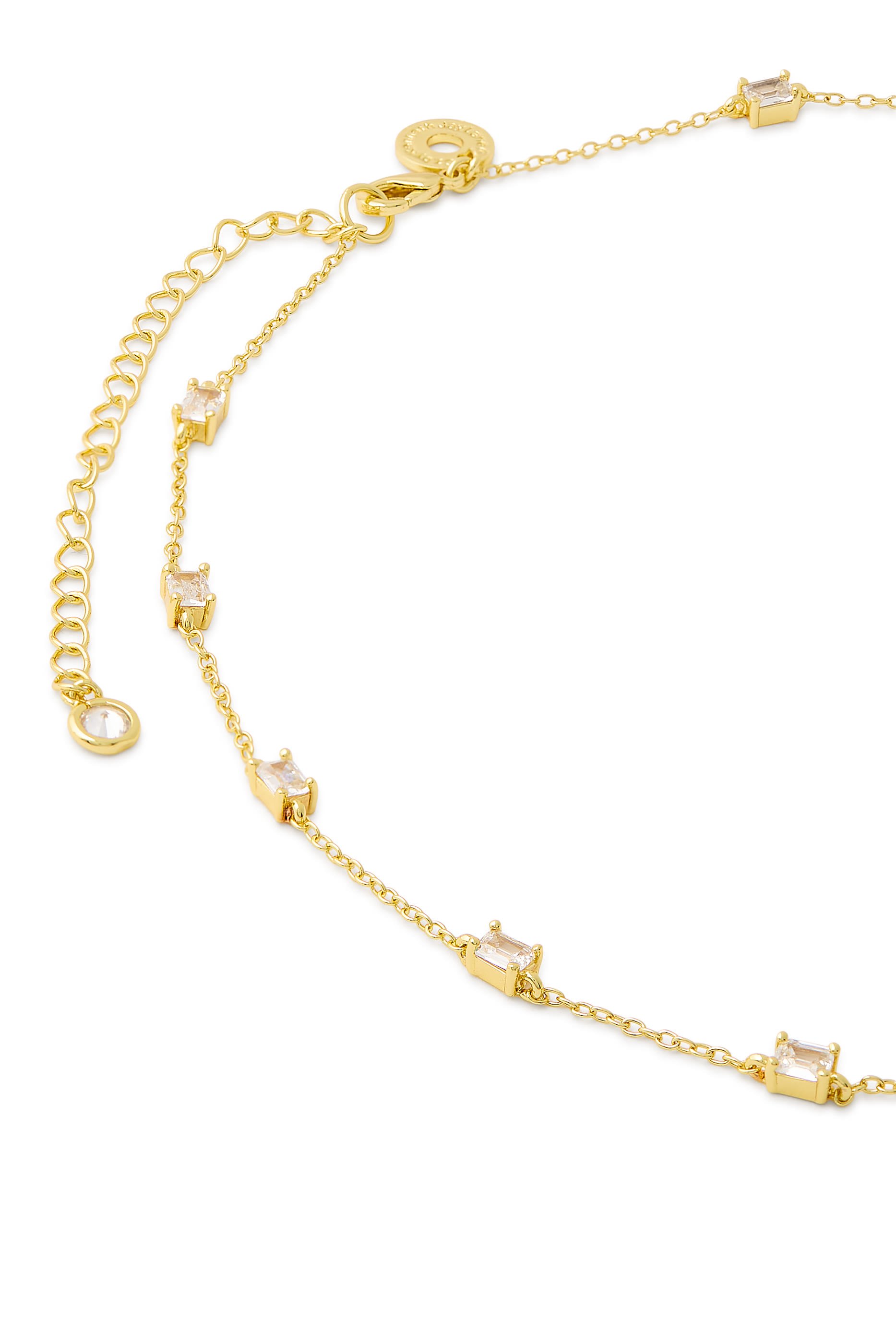 Chain Necklace, 14K Yellow Gold Plating & Cubic Zirconia