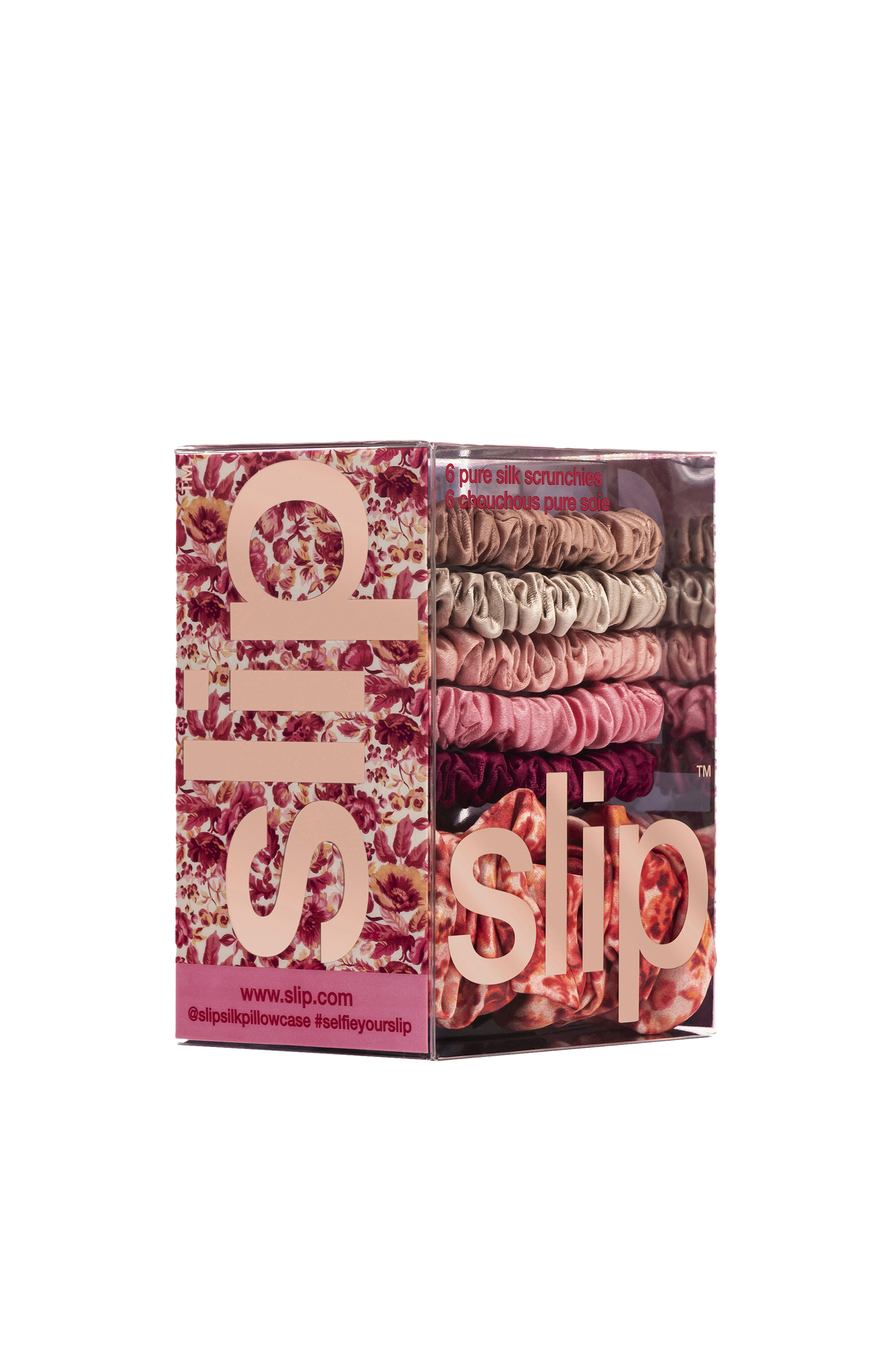 Pure Silk Flora Scrunchies, Set of 6