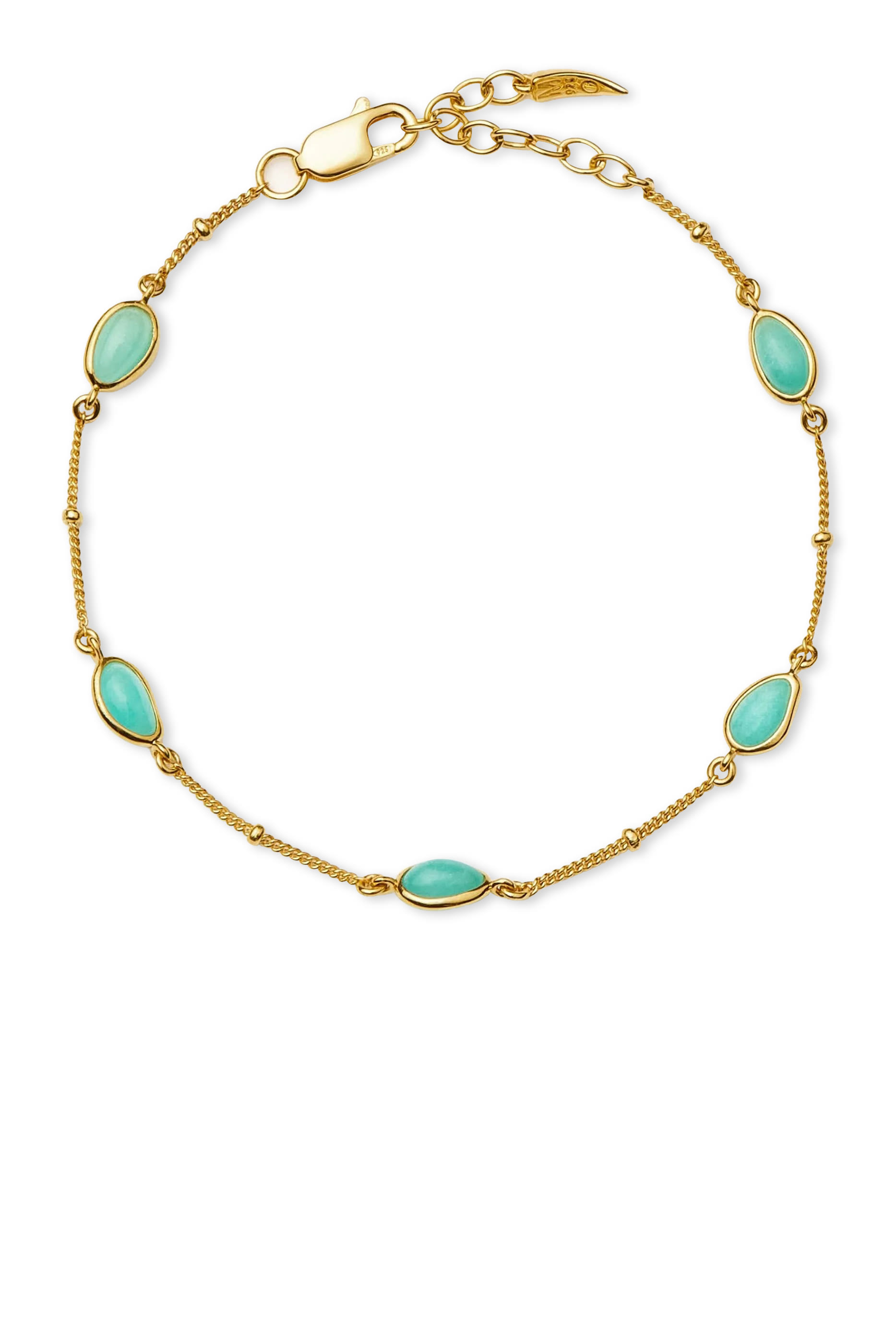 Magma Gemstone Charm Bracelet, 18k Recycled Gold Vermeil on Recycled Sterling Silver & Amazonite