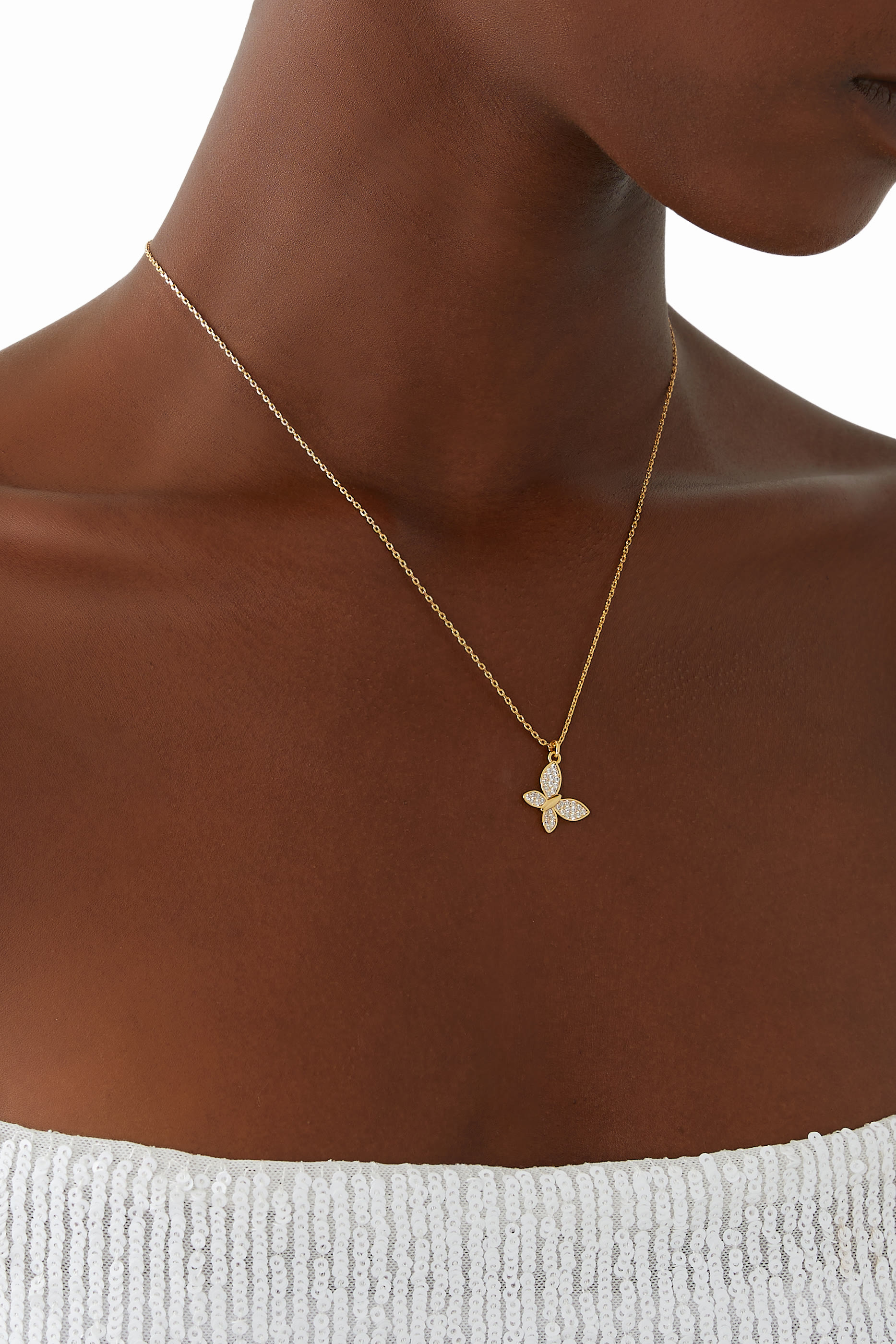 Lucky Charm Pave Butterfly Pendant