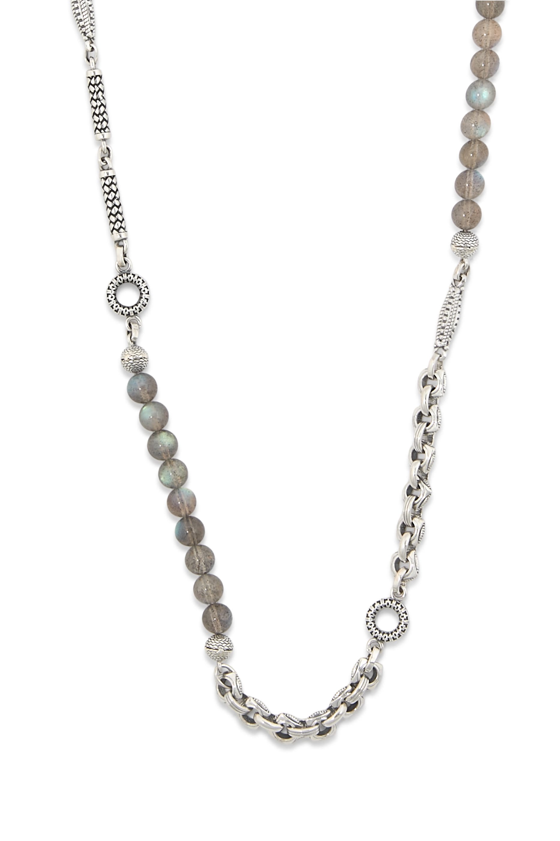 Labradorite Beaded Necklace, Sterling Silver