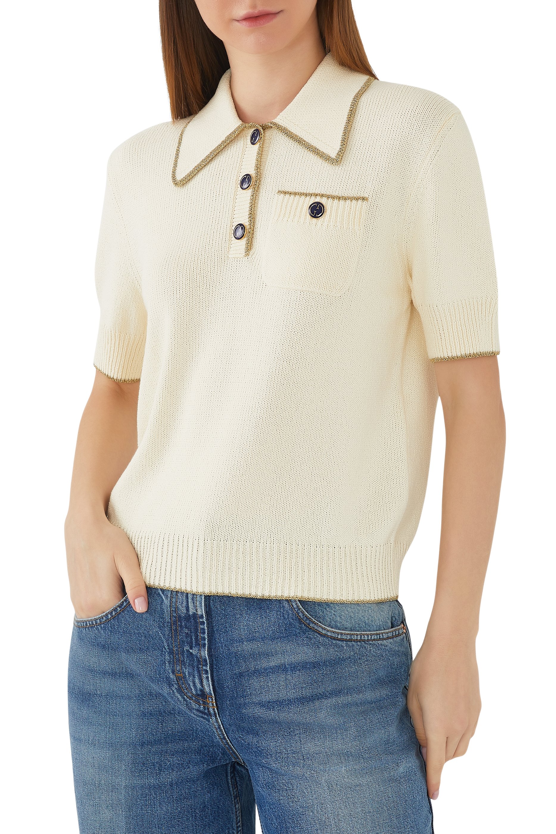 Cotton Lam&eacute; Polo Shirt
