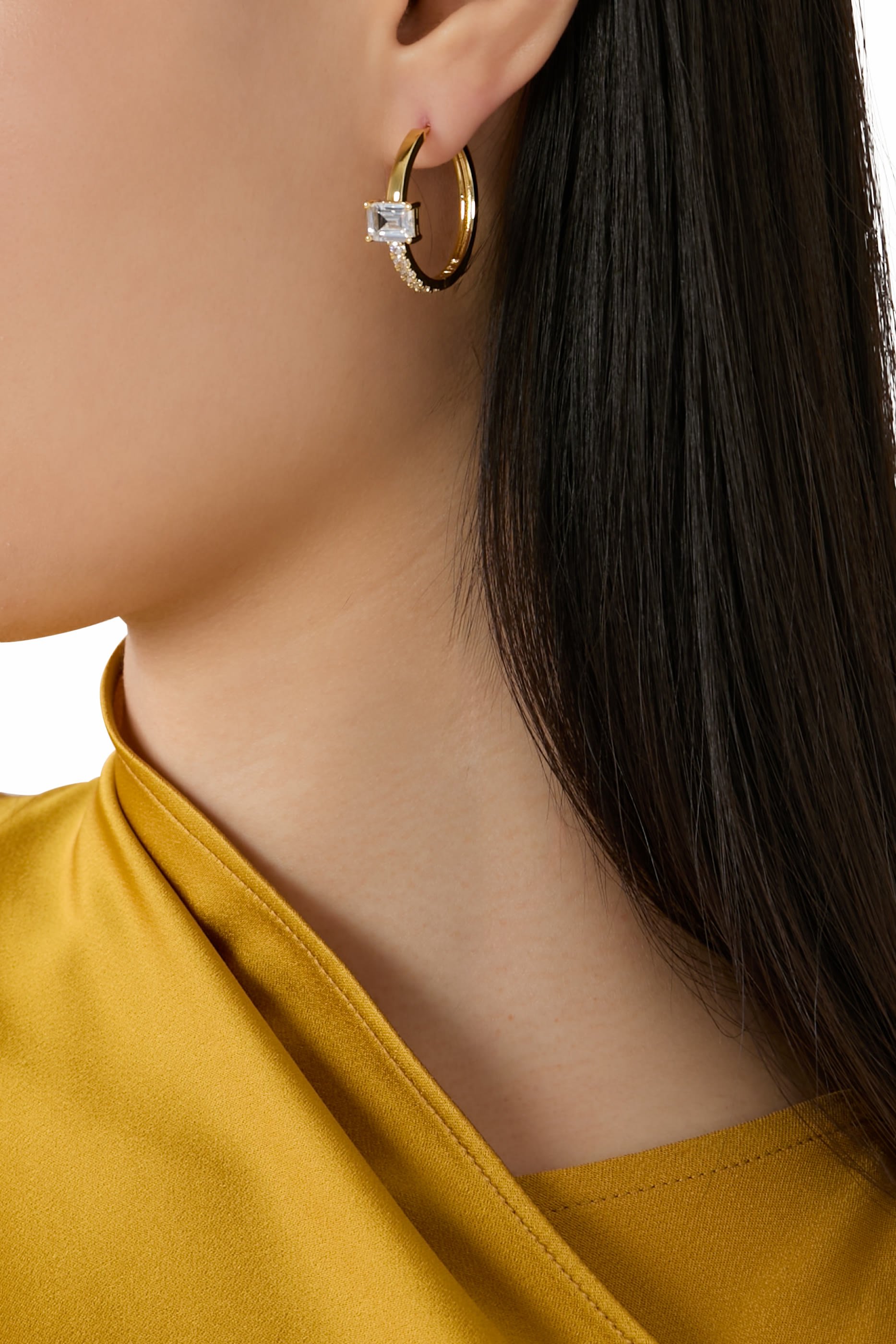 Small Hoops, Gold-Plated Brass & Cubic Zirconia