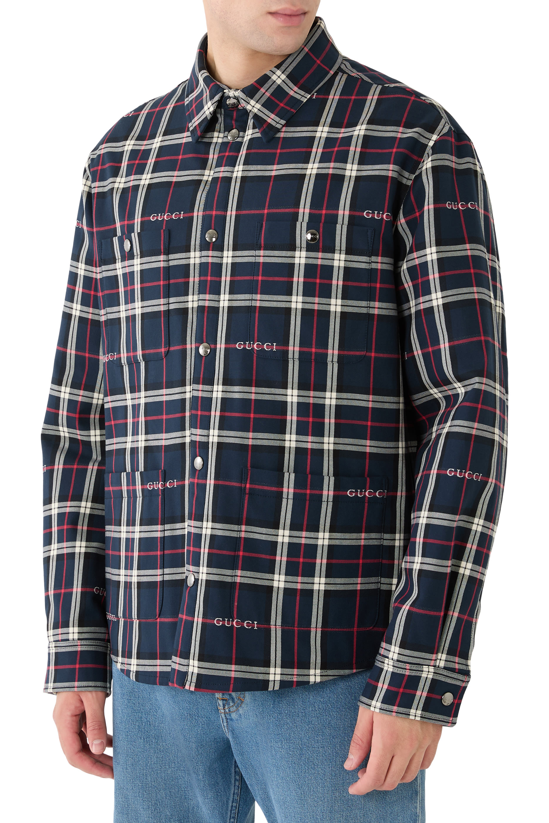 Tartan Cotton Jacquard Padded Shirt