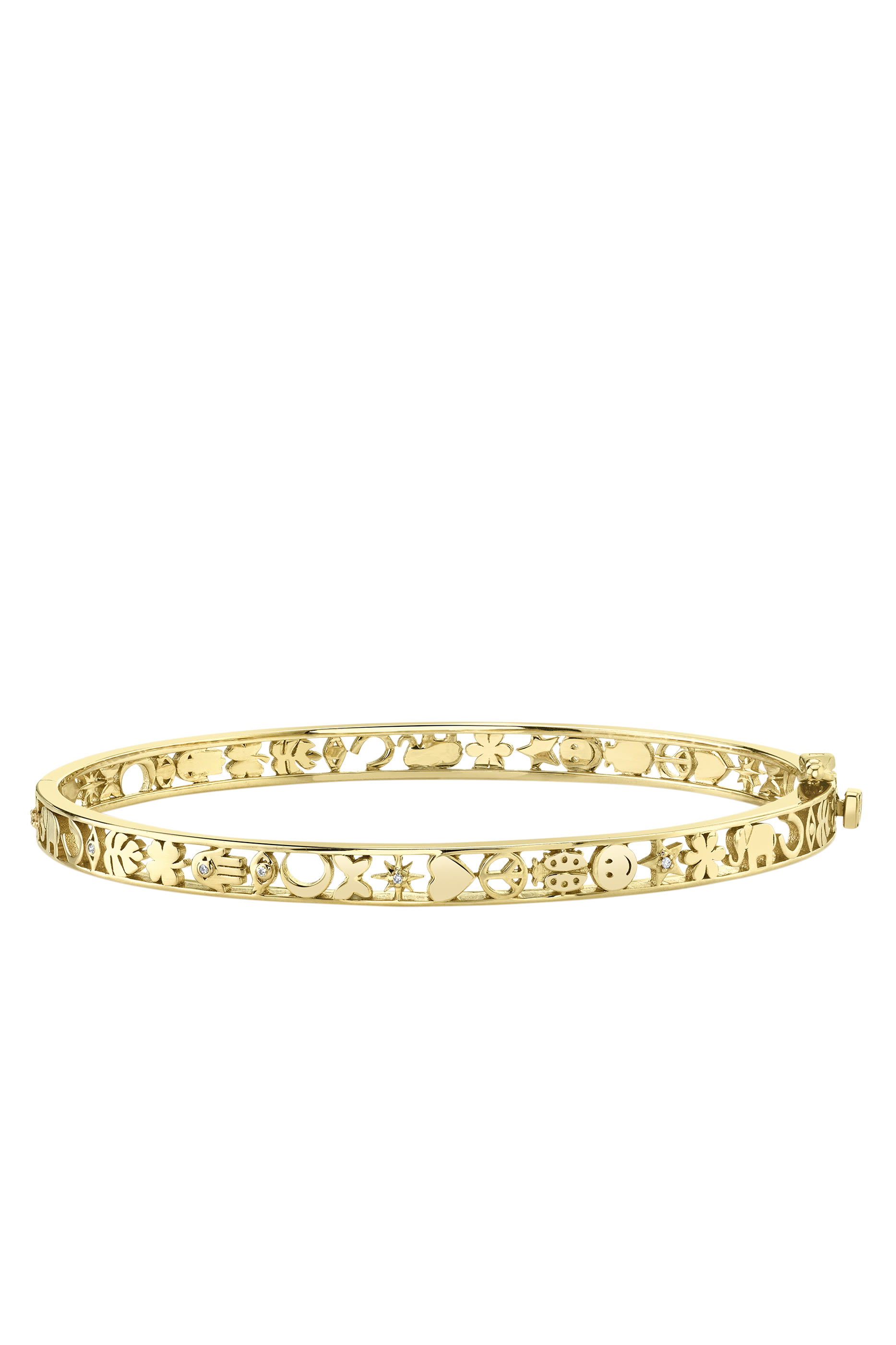 Open Icon Bangle, 14k Yellow Gold & Diamonds
