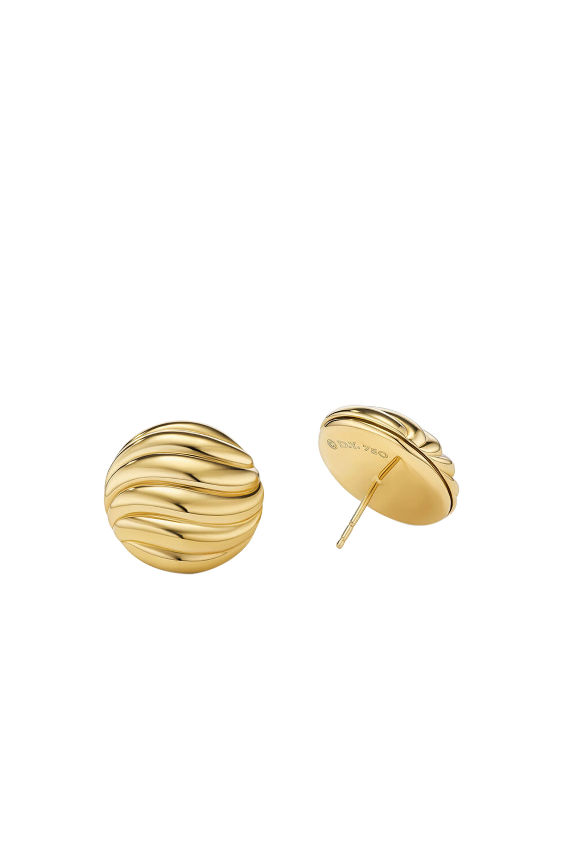Sculpted Cable Stud Earrings, 18k Yellow Gold