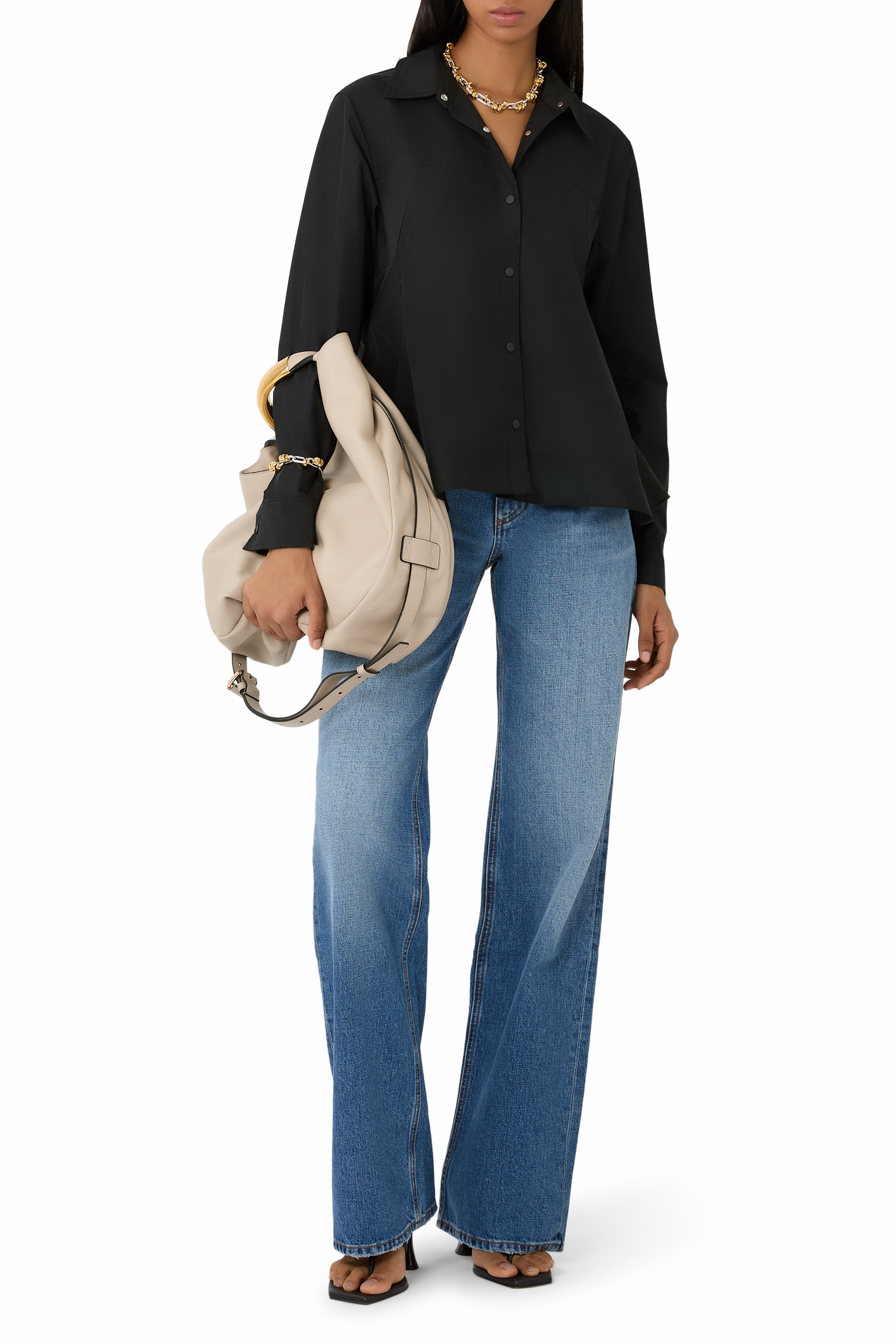 Long Sleeves Flounce Hem Shirt