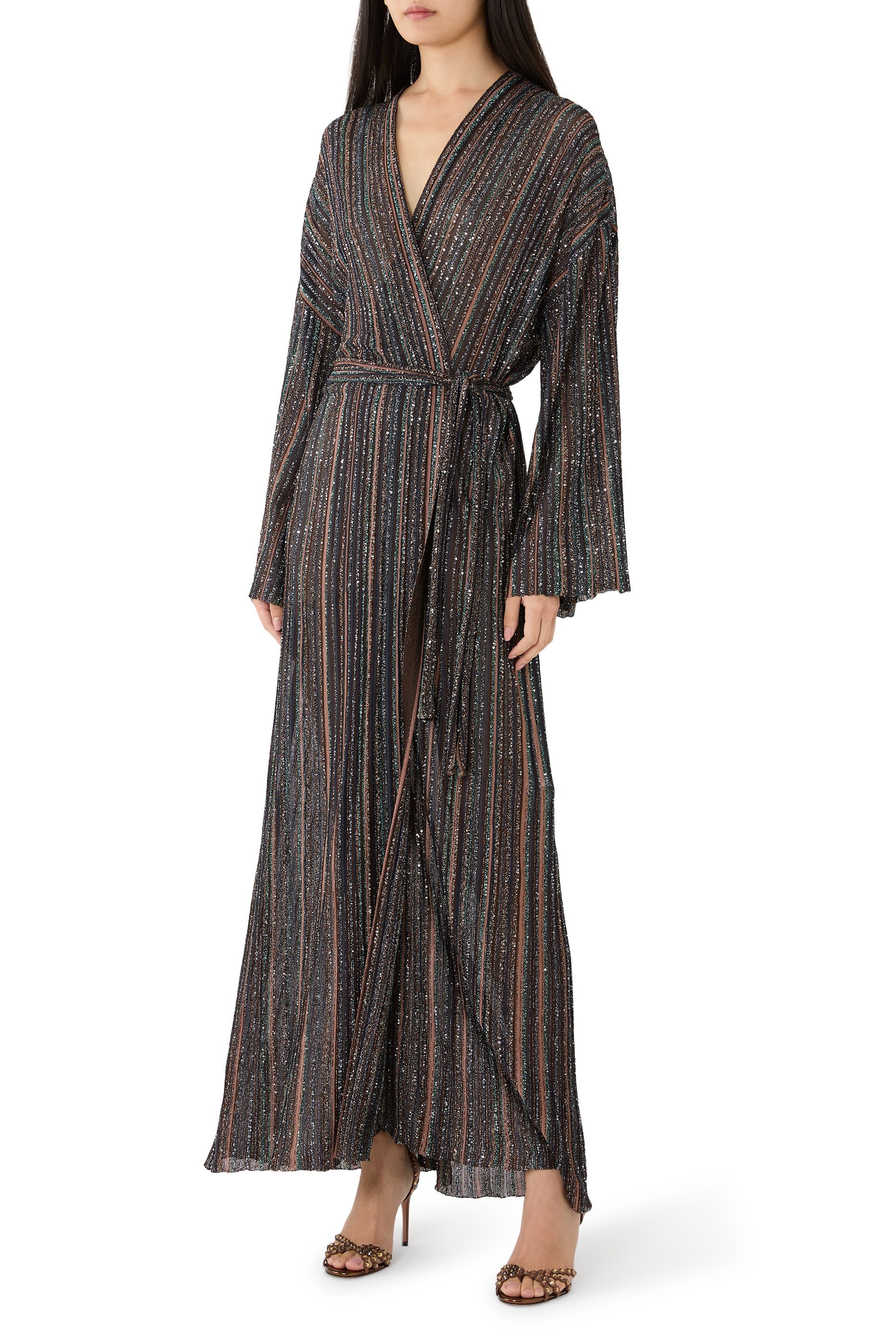  Ribbed Long Cardigan with Belt 