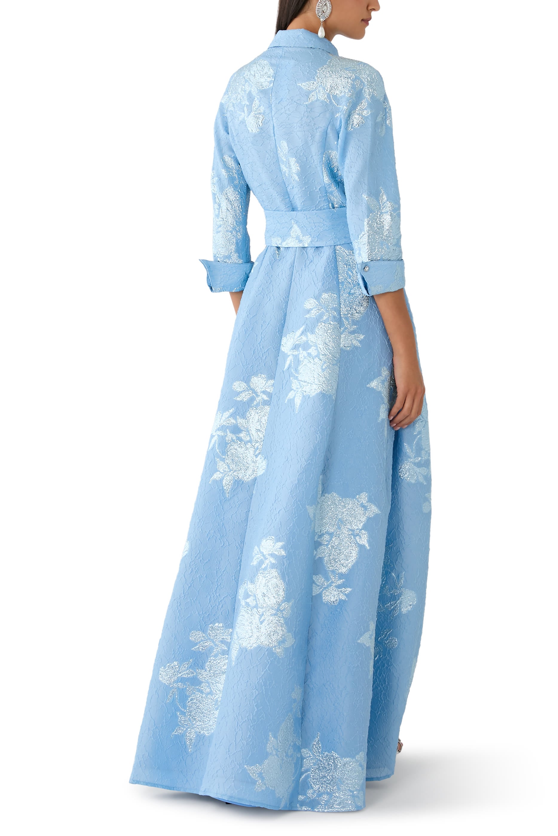 Metallic Jacquard Shirt Waist Gown