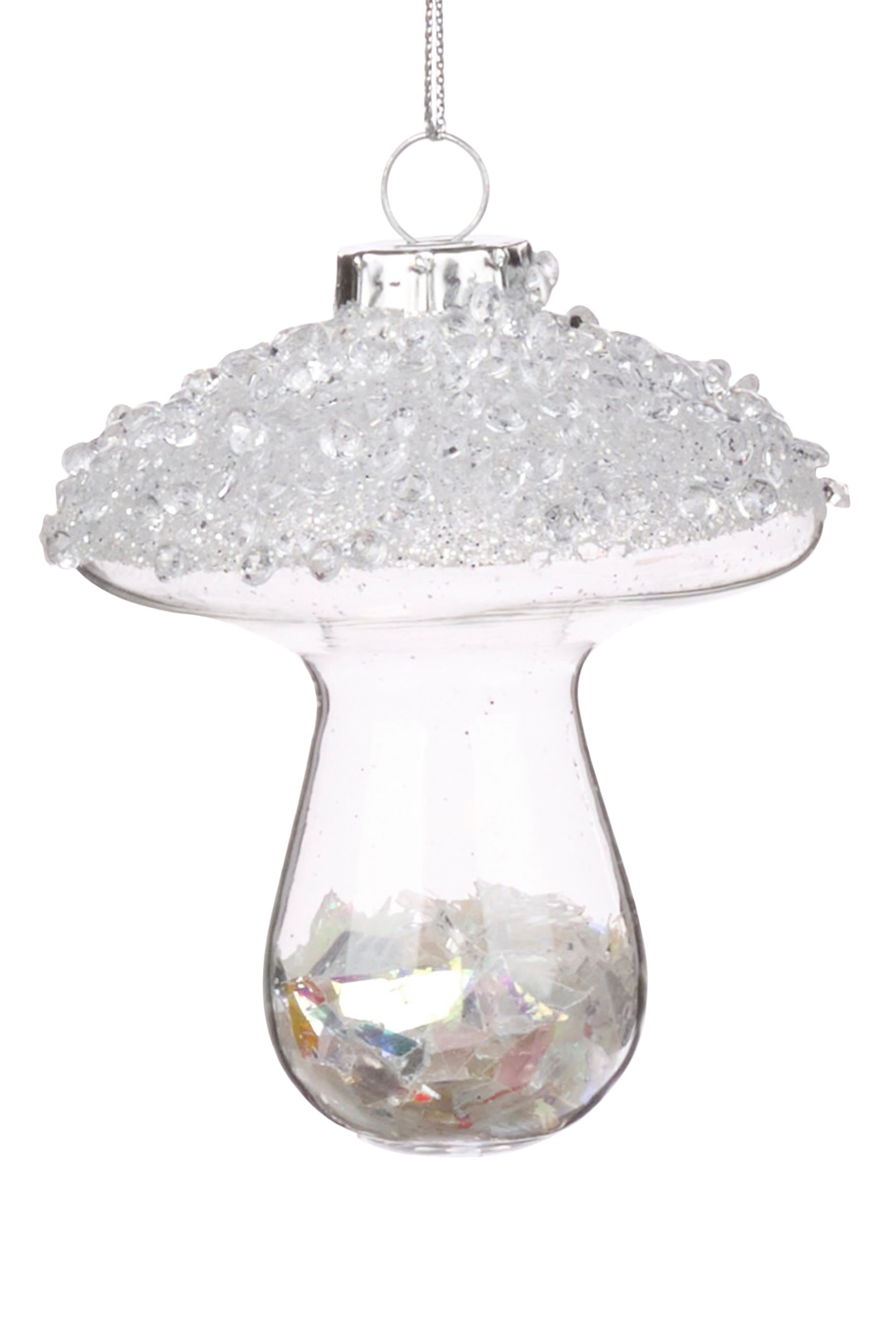 Glass Mushroom Ornament With Beads