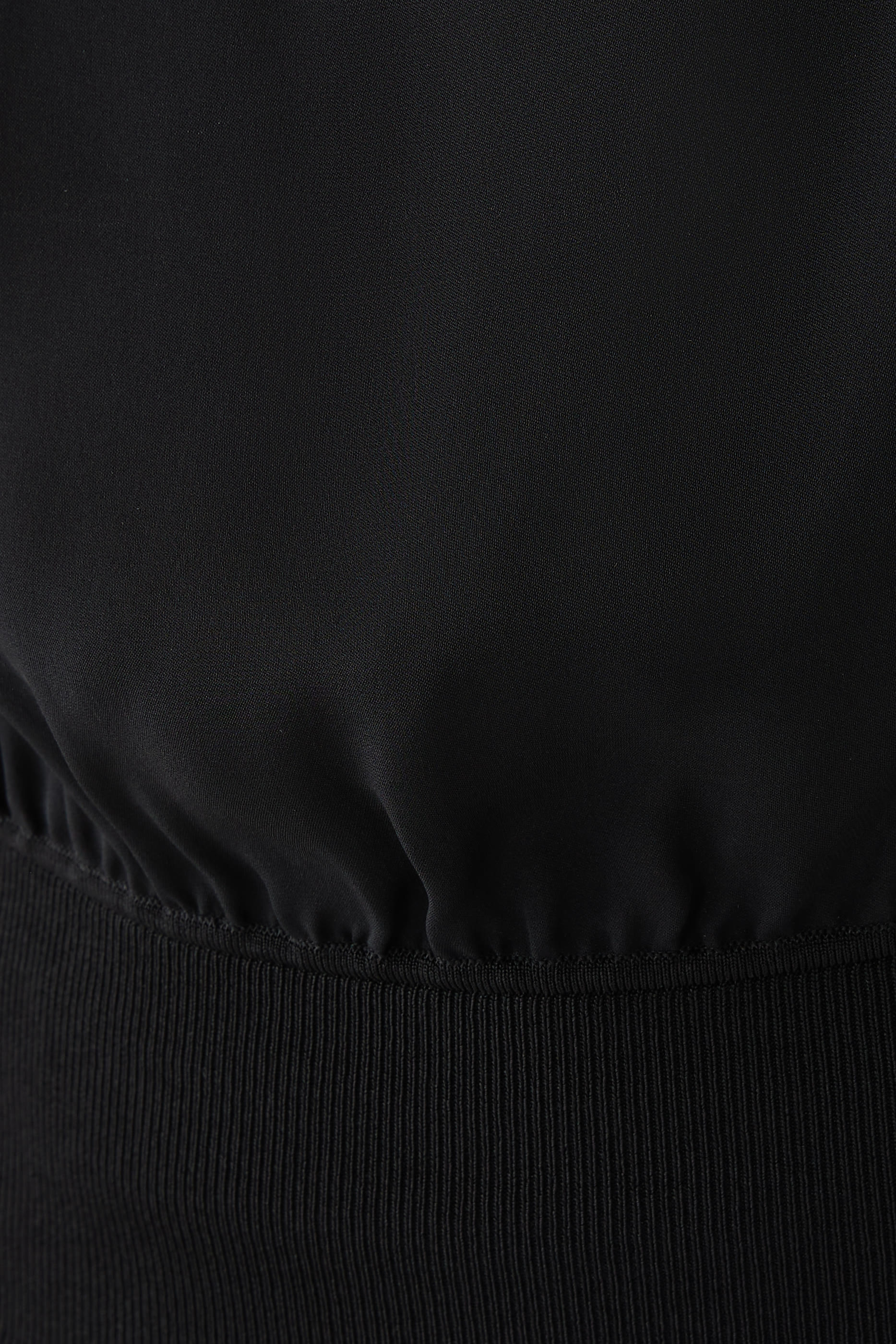 Ribbed Hem Silk Blouse