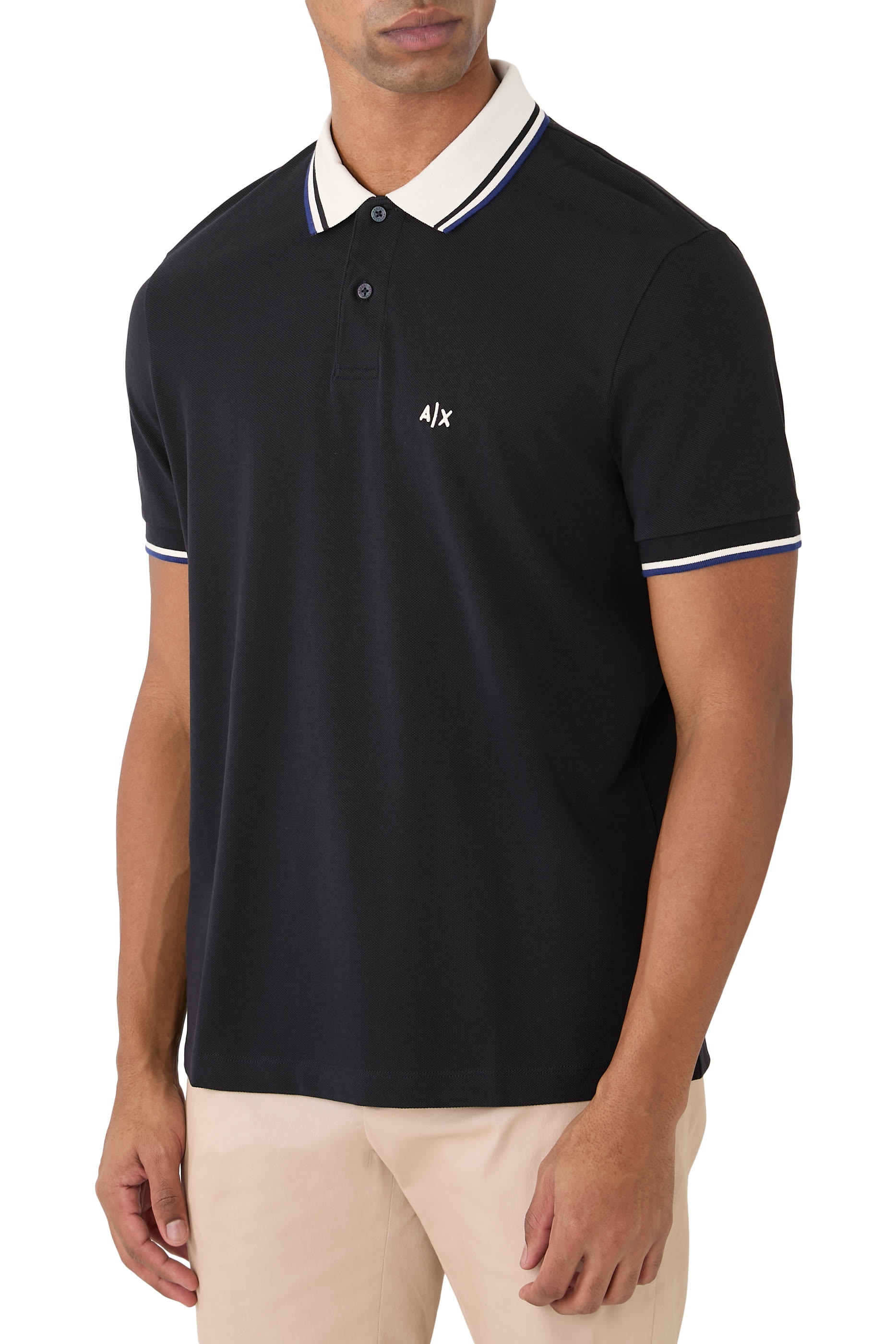 AX Logo Cotton Polo Shirt 