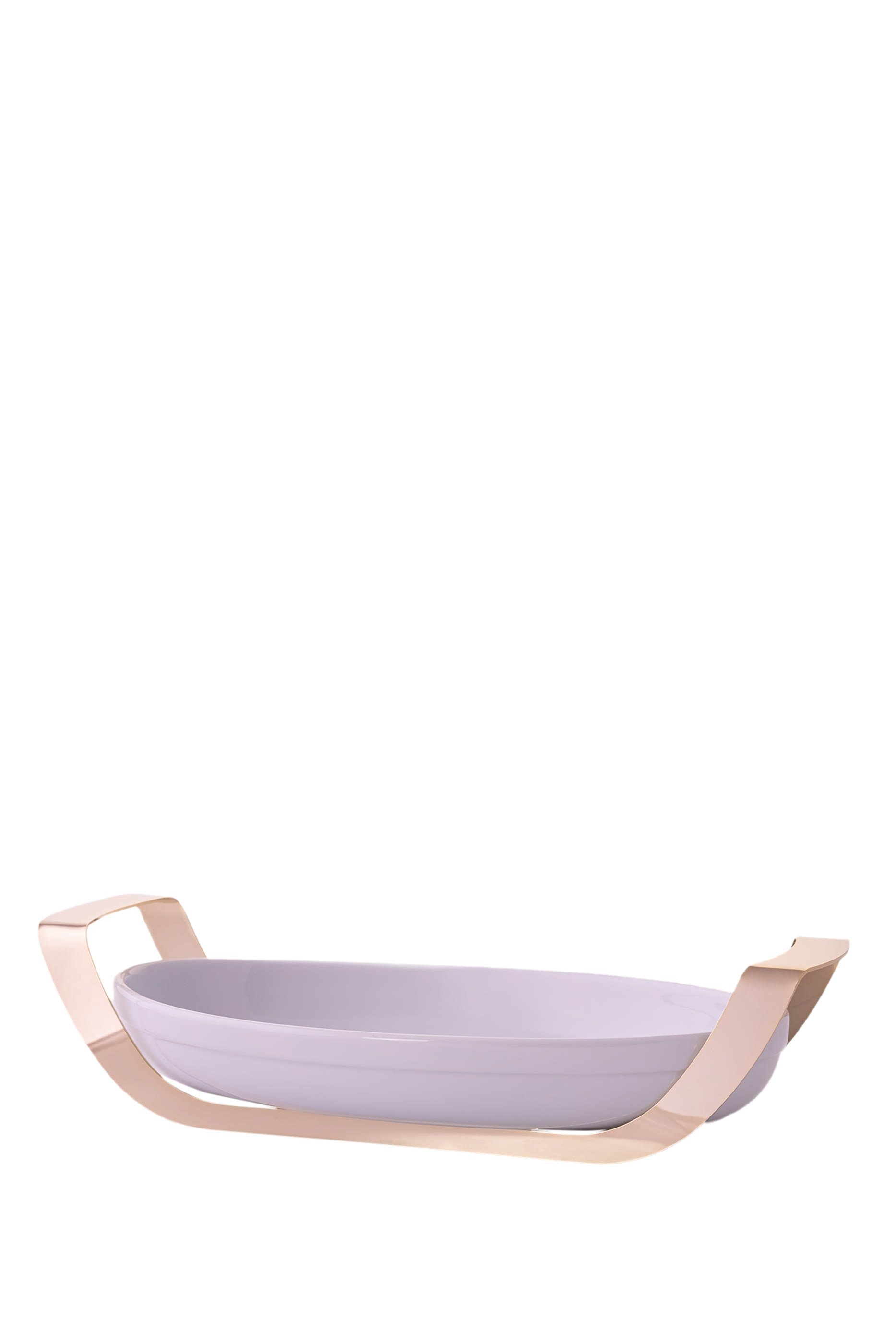 Oval Porcelain dish with Stainless Steel Holder