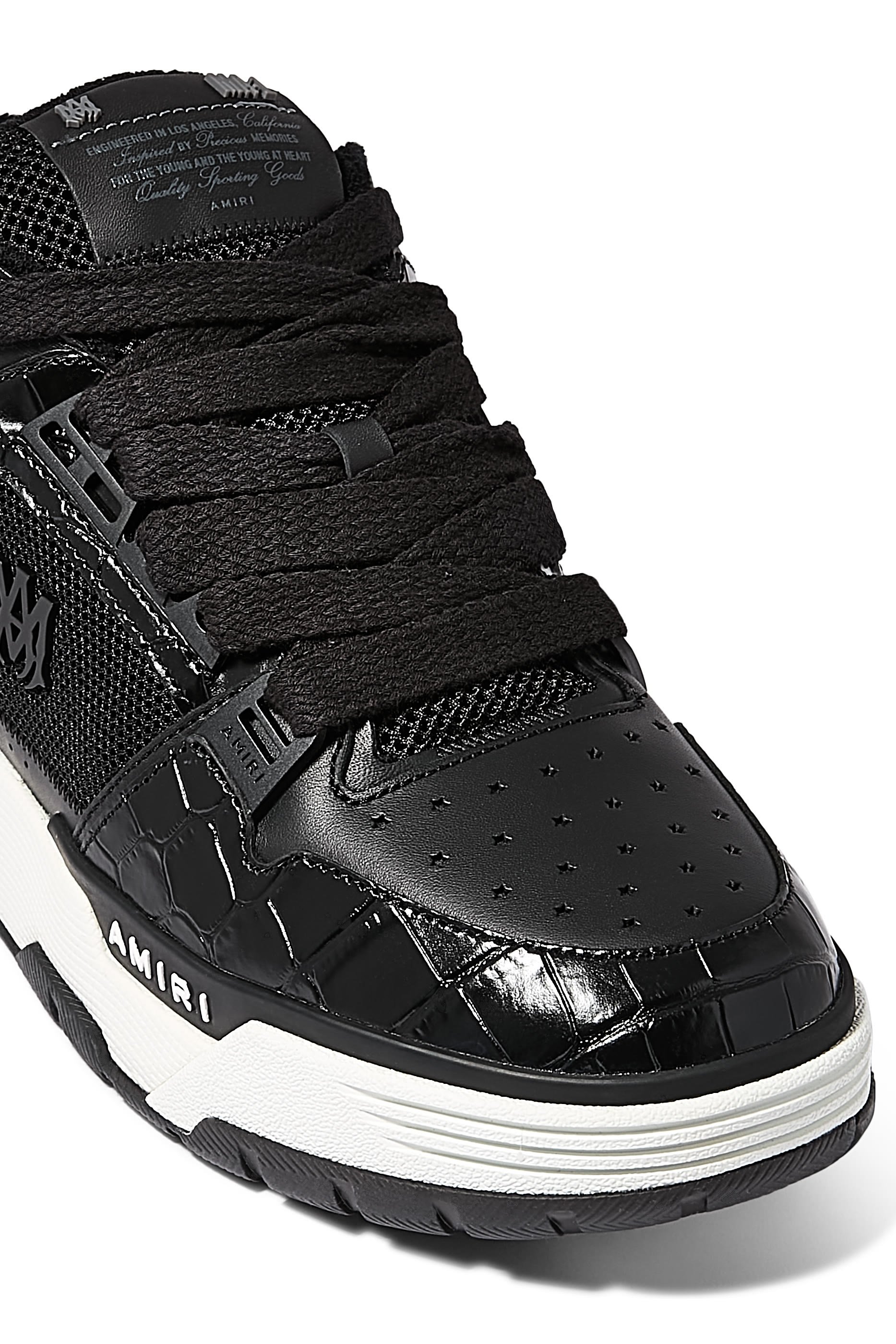 Crocodile-Effect Mesh Lace-Up Sneakers