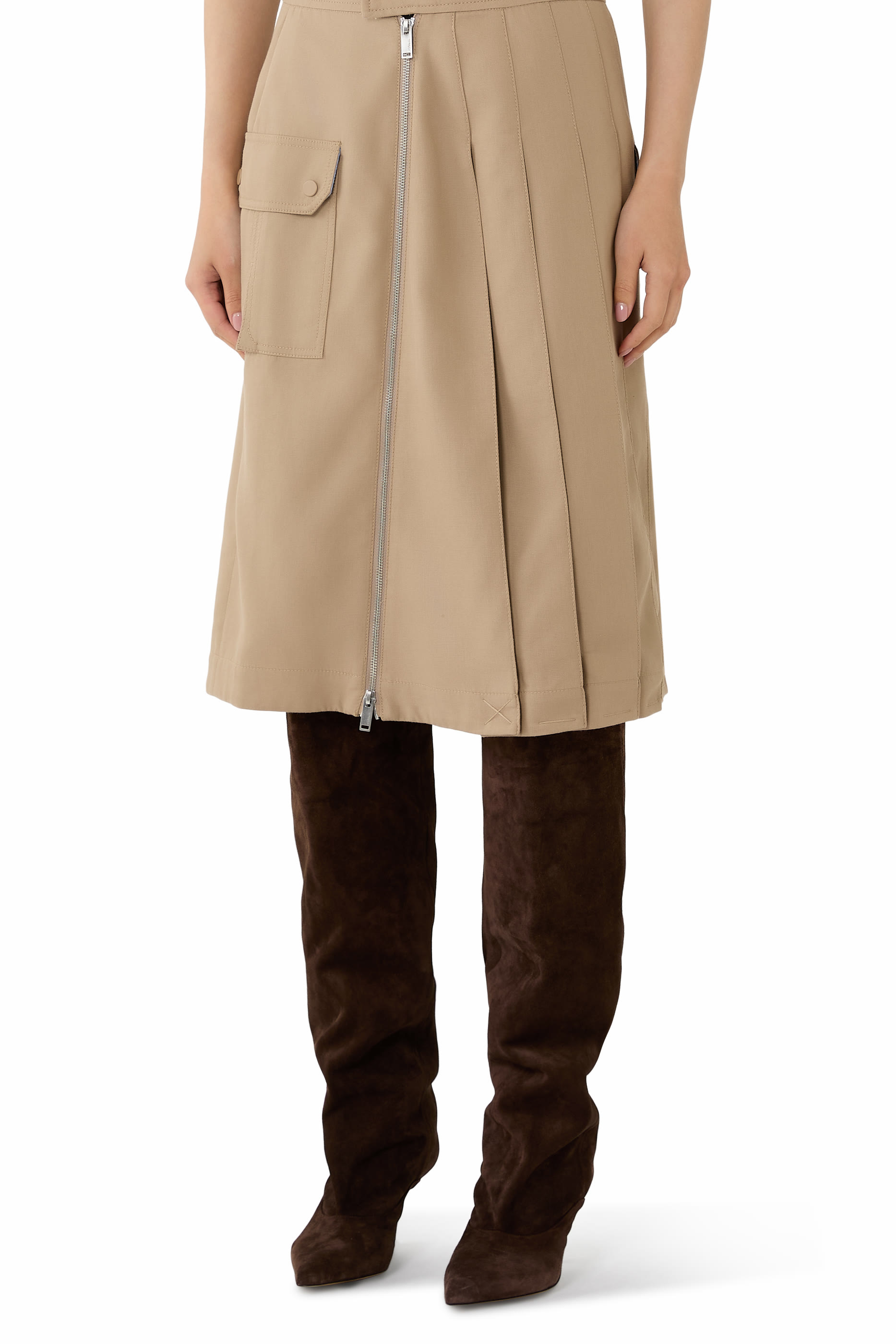 Pleated Zip Utility Skirt