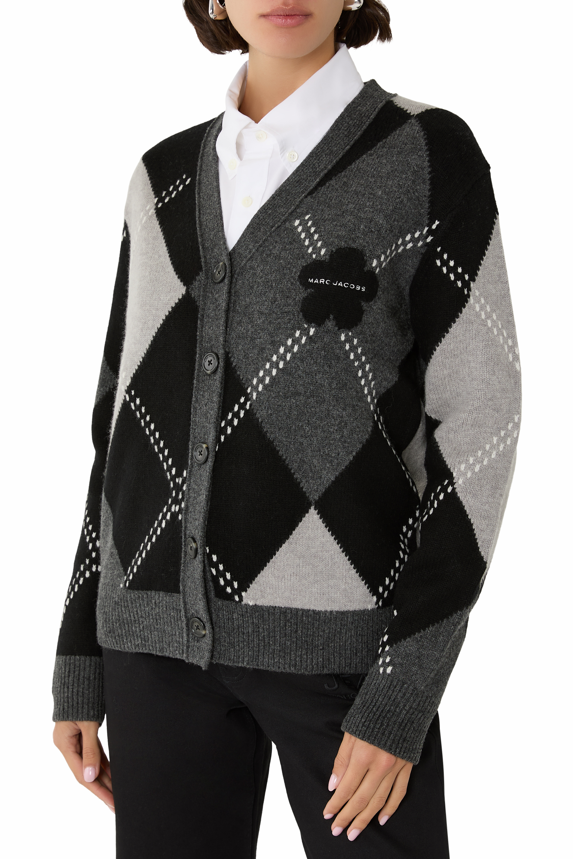 Preppy Daisy Argyle Cardigan