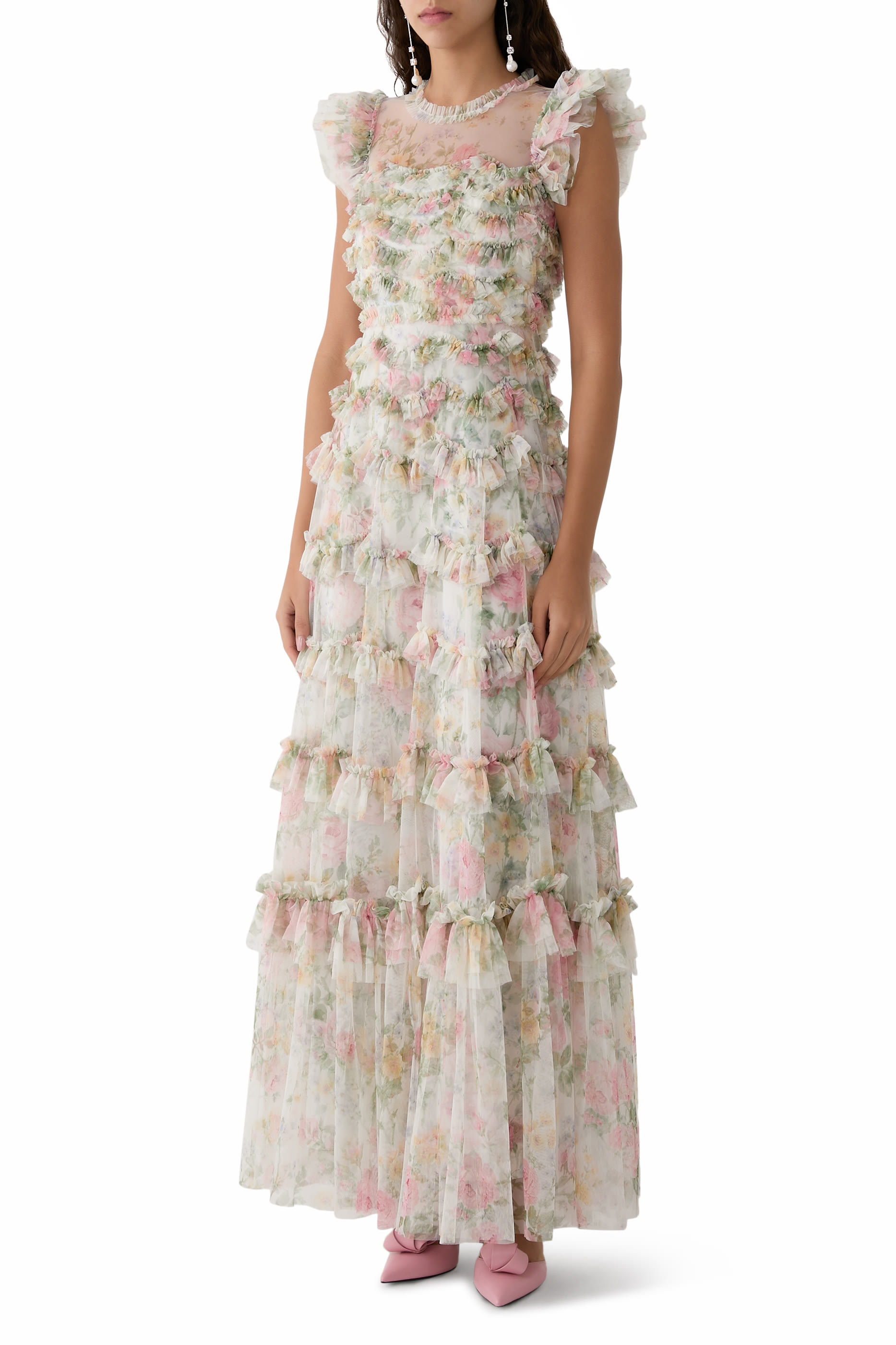 Pompadour Garden Round Neck Gown