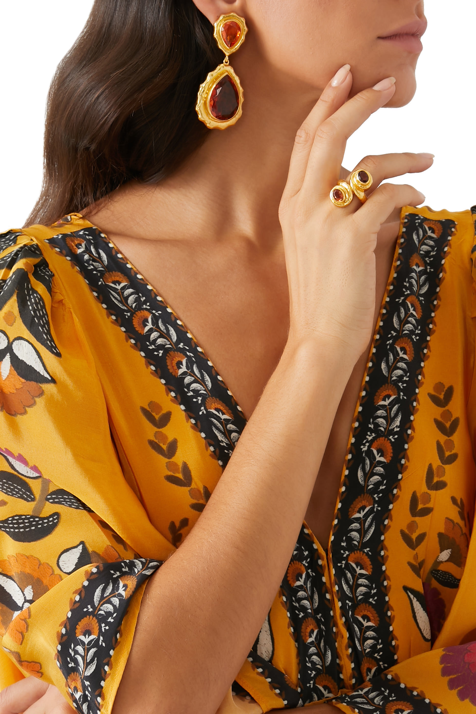 Leela Ring, 24k Yellow Gold-Plated Brass & Citrine Quartz