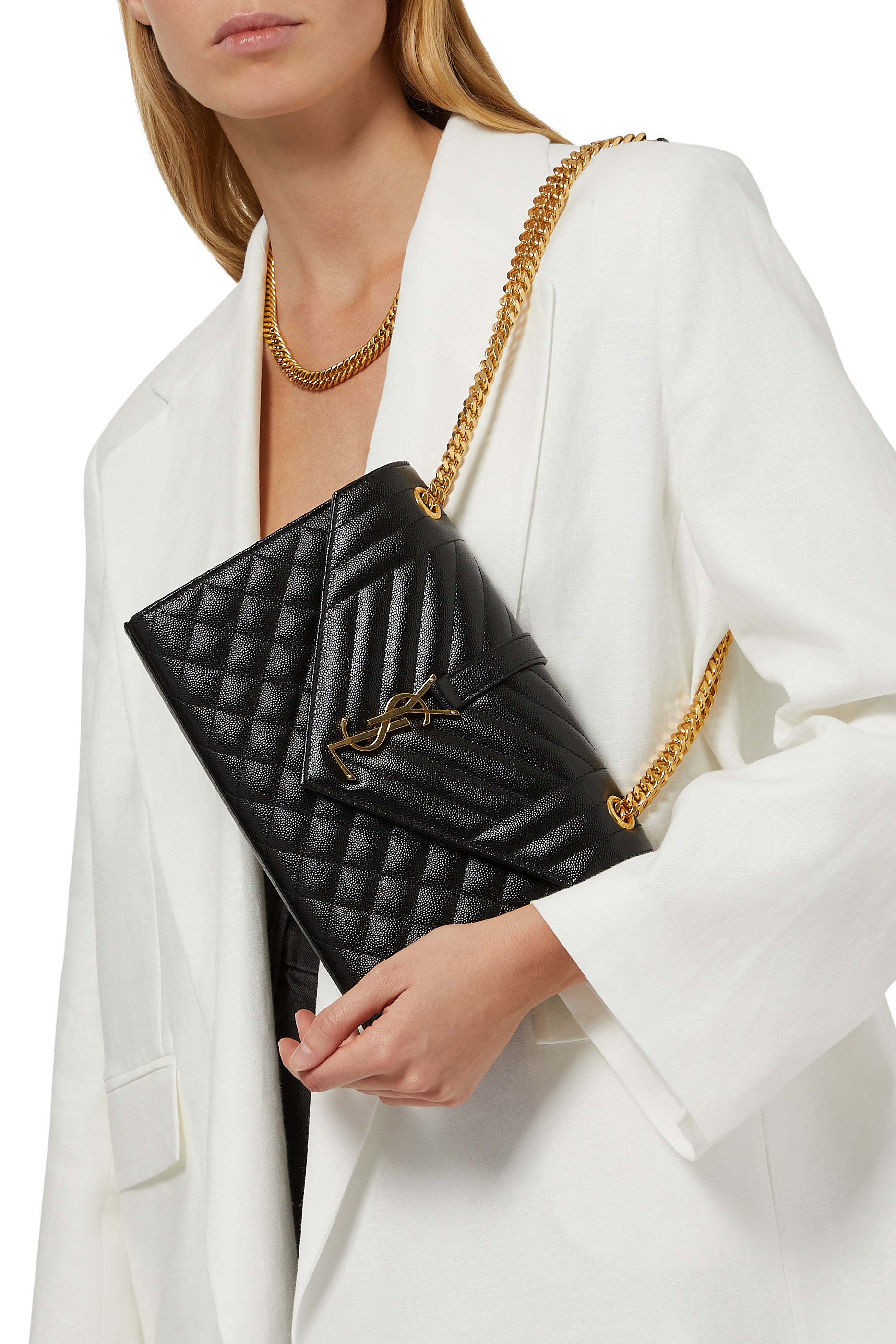 Envelope Medium Bag in Mix Matelassé Grain de Poudre Embossed Leather