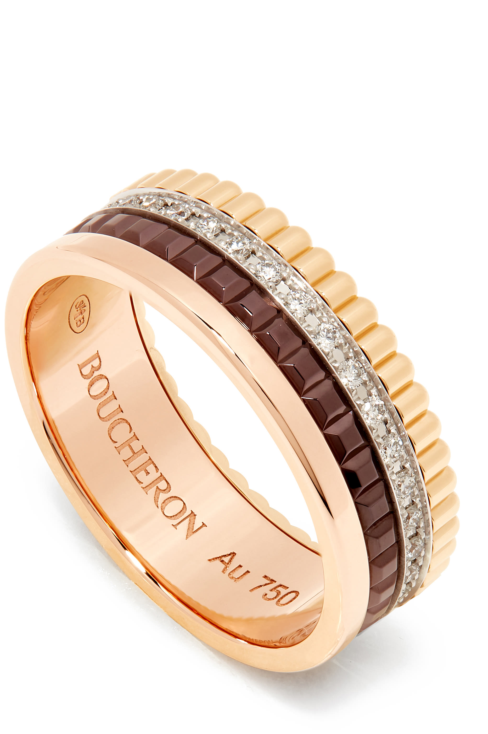Quatre Classique small Ring, 18k Mix Gold & Diamonds