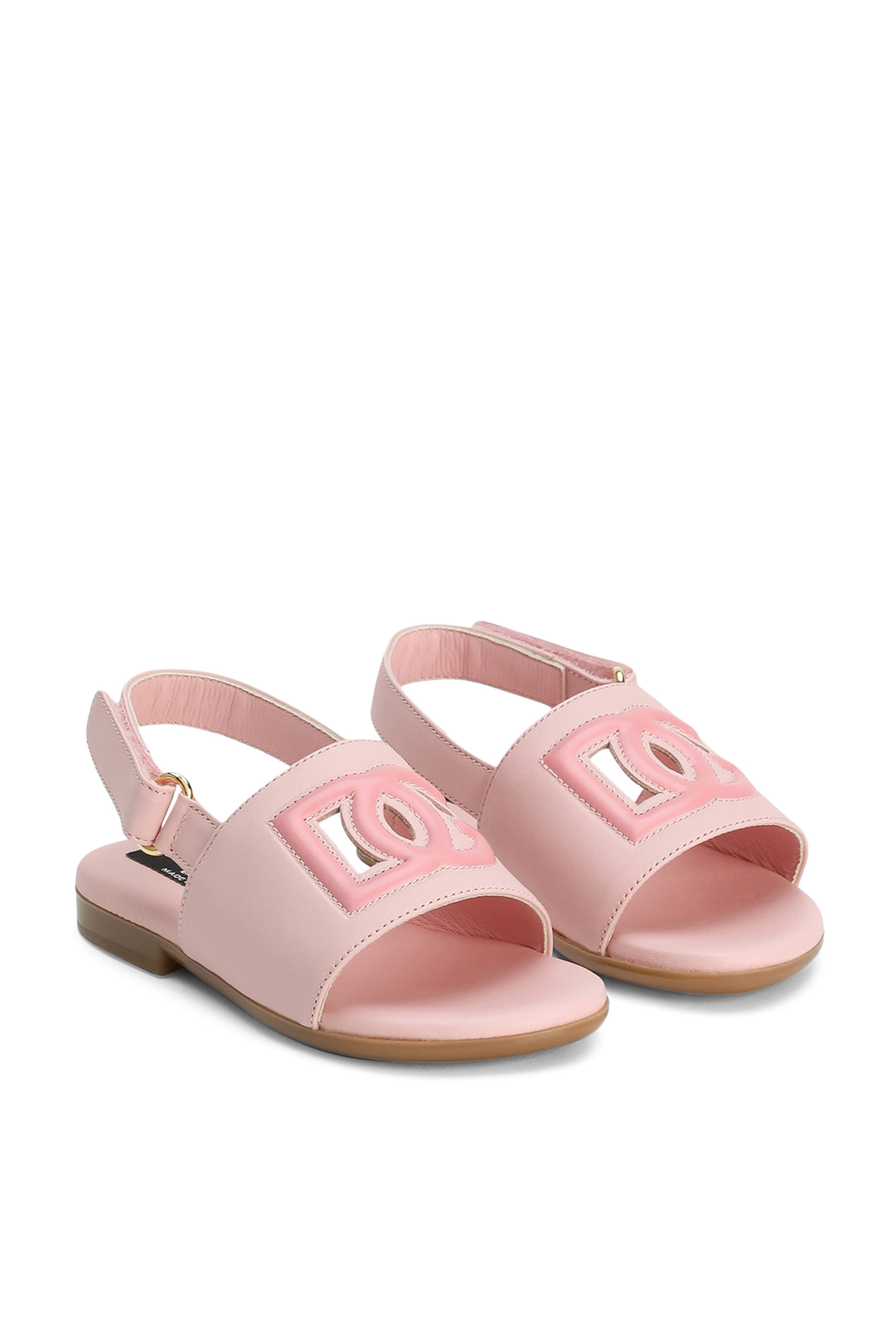 Kids Cut Out DG Logo Calfskin Sandals