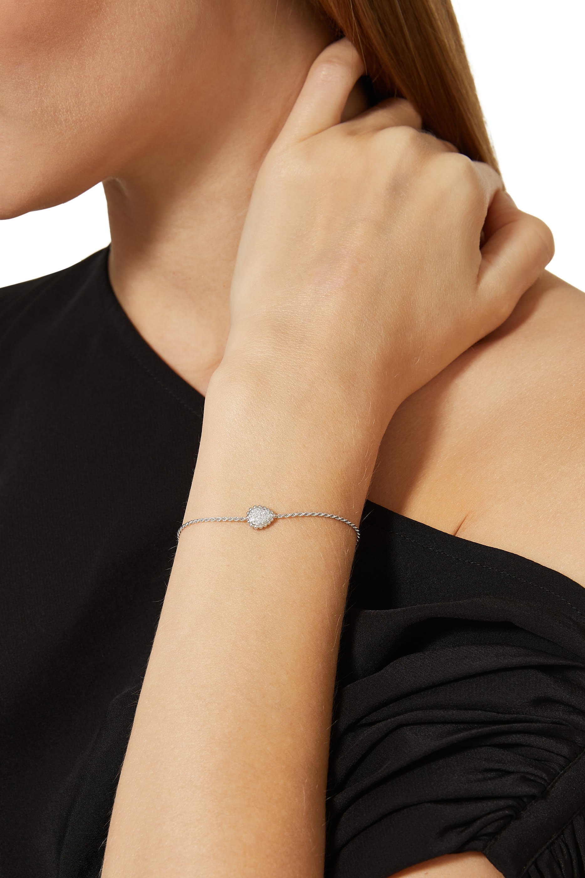 Serpent Boh&egrave;me XS motif chain bracelet, Diamonds & White Gold