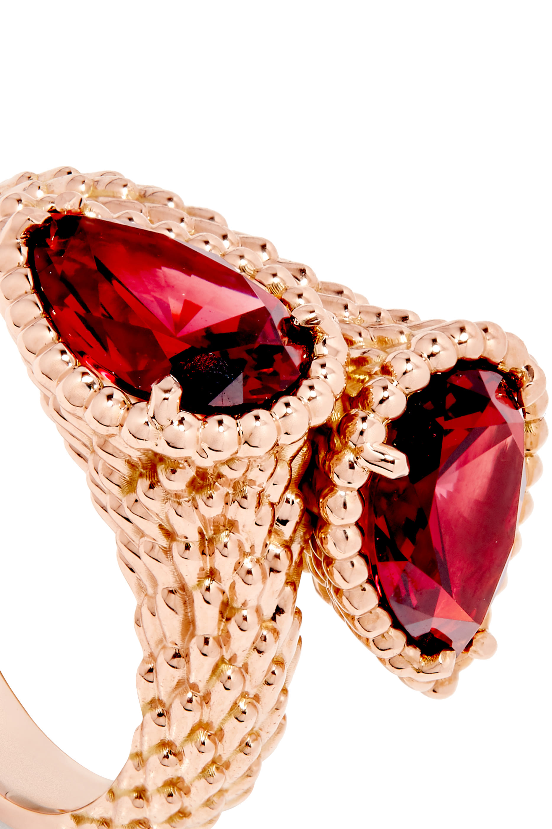 Toi Et Moi Serpent Boheme Ring, 18k Pink Gold & Rhodolite Garnet