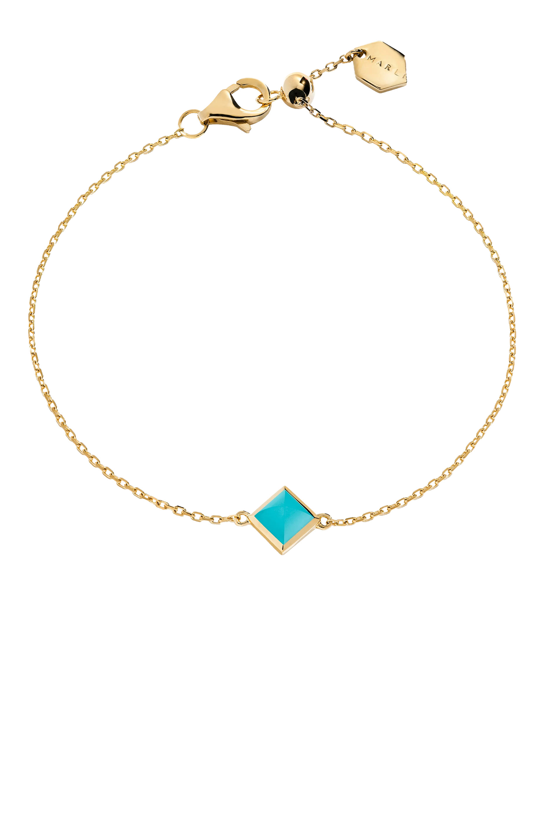 Cleo Pyramid Bracelet, 18k Yellow Gold & Turquoise
