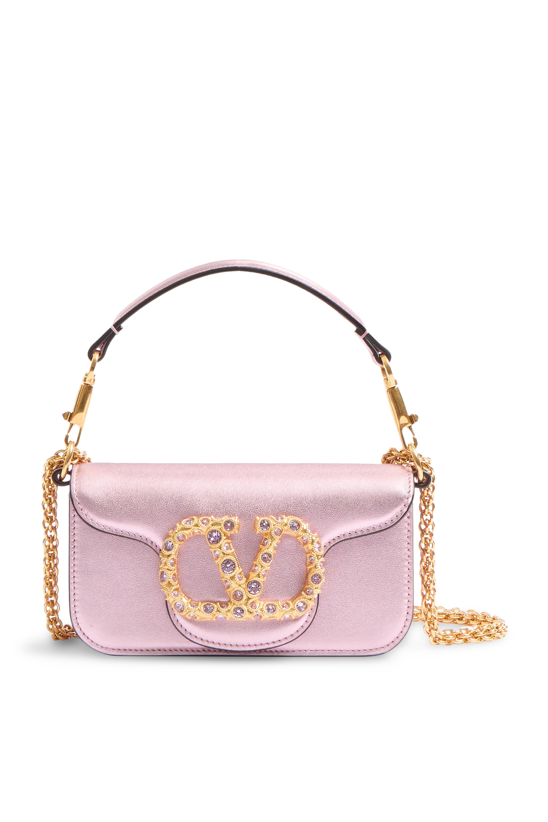 Locò Laminated Calfskin Small Shoulder Bag with Jewel Logo